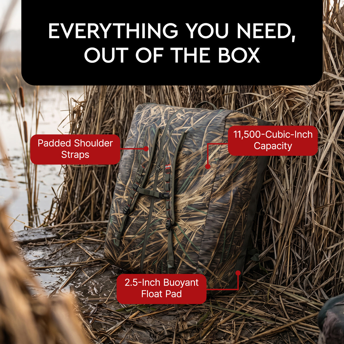 Avian X Floating Lumbar Blind Bag, Mossy Oak Shadowgrass, Up to 1300 cu in