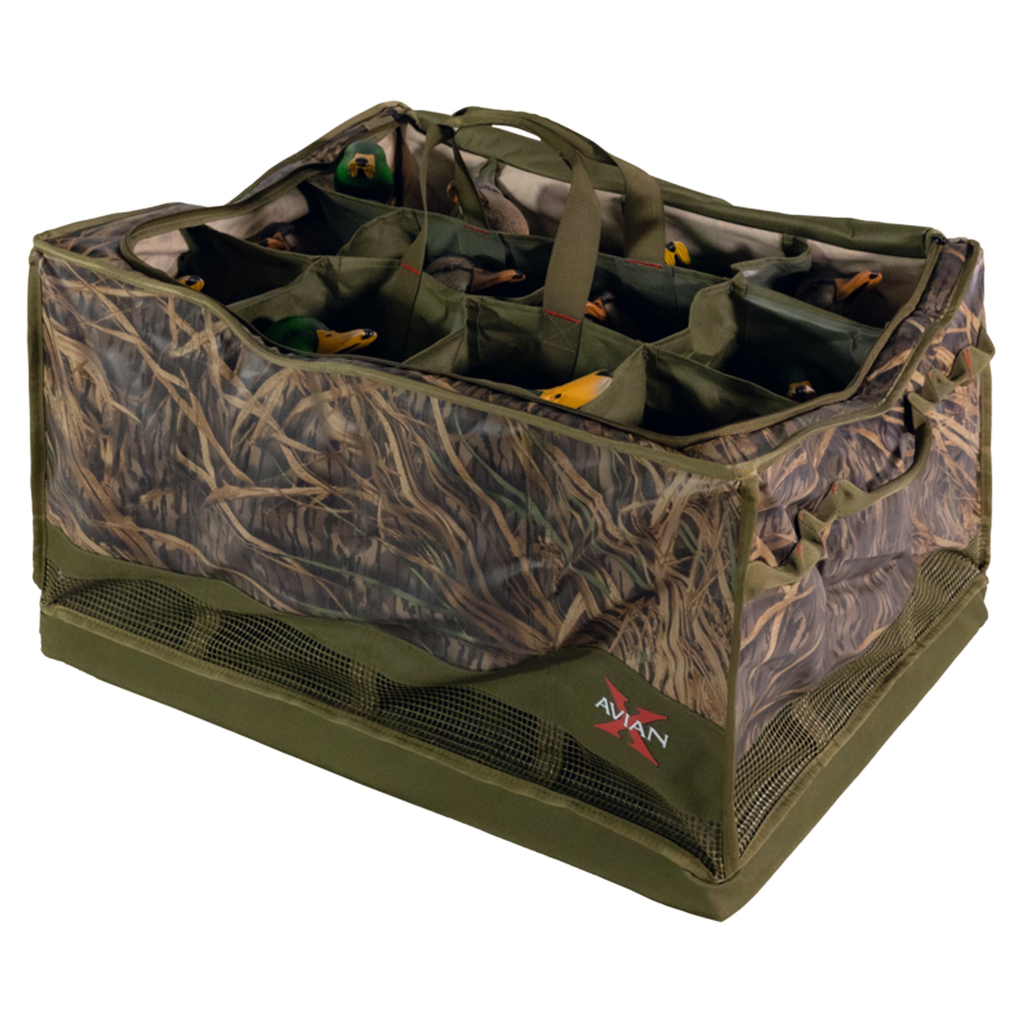 Avian-X Floating Slotted Decoy Bag with Zippered Lid and 12 Slots, Shadowgrass