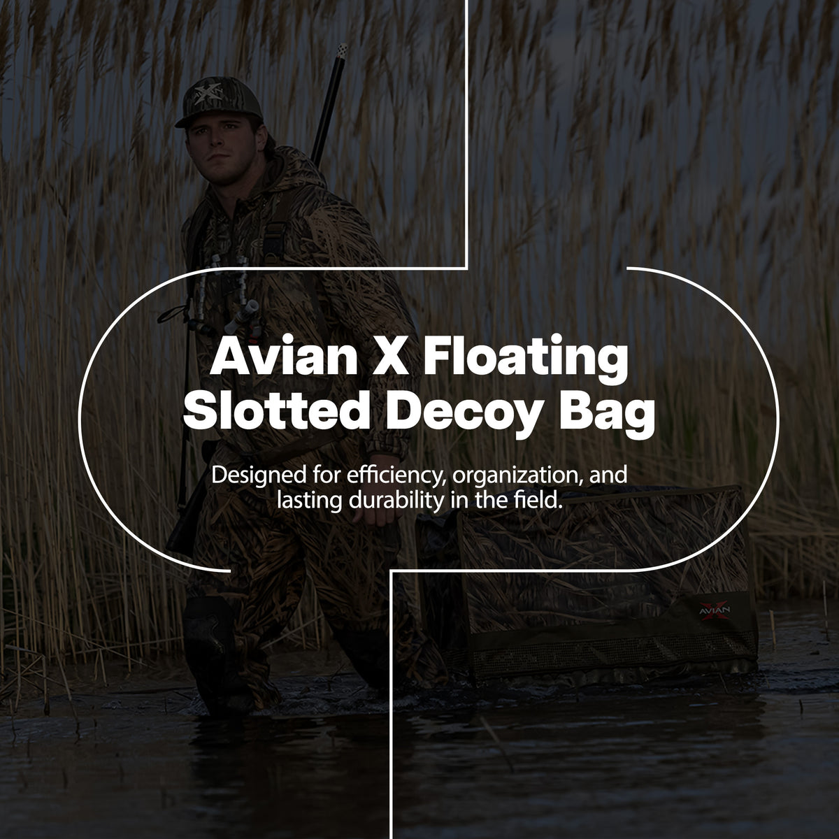 Avian-X Floating Slotted Decoy Bag with Zippered Lid and 12 Slots, Shadowgrass