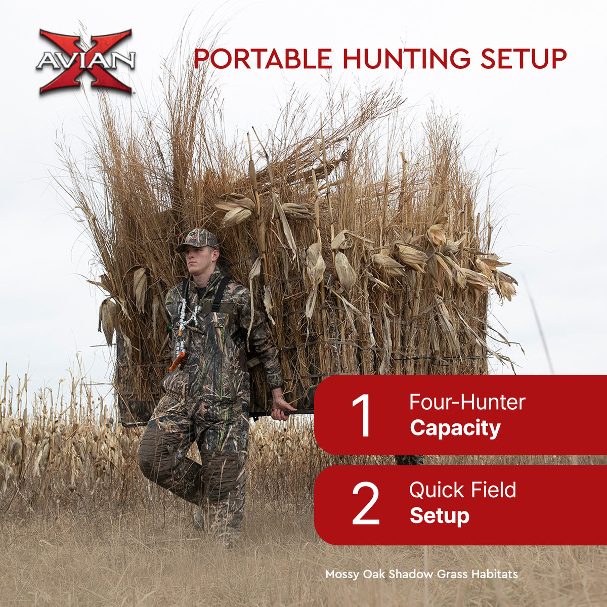 Avian X G-Blind Portable Waterfowl Hunting Blind, Mossy Oak Shadow Grass