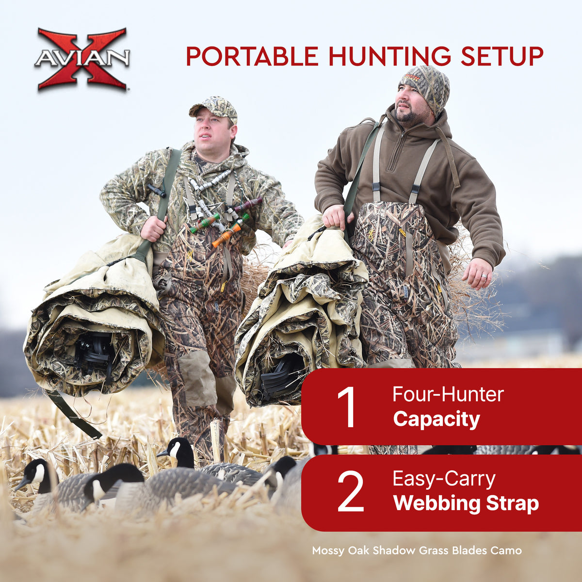 Avian X A-Frame Portable Field Hunting Blind, Mossy Oak Shadow Grass Blades Camo