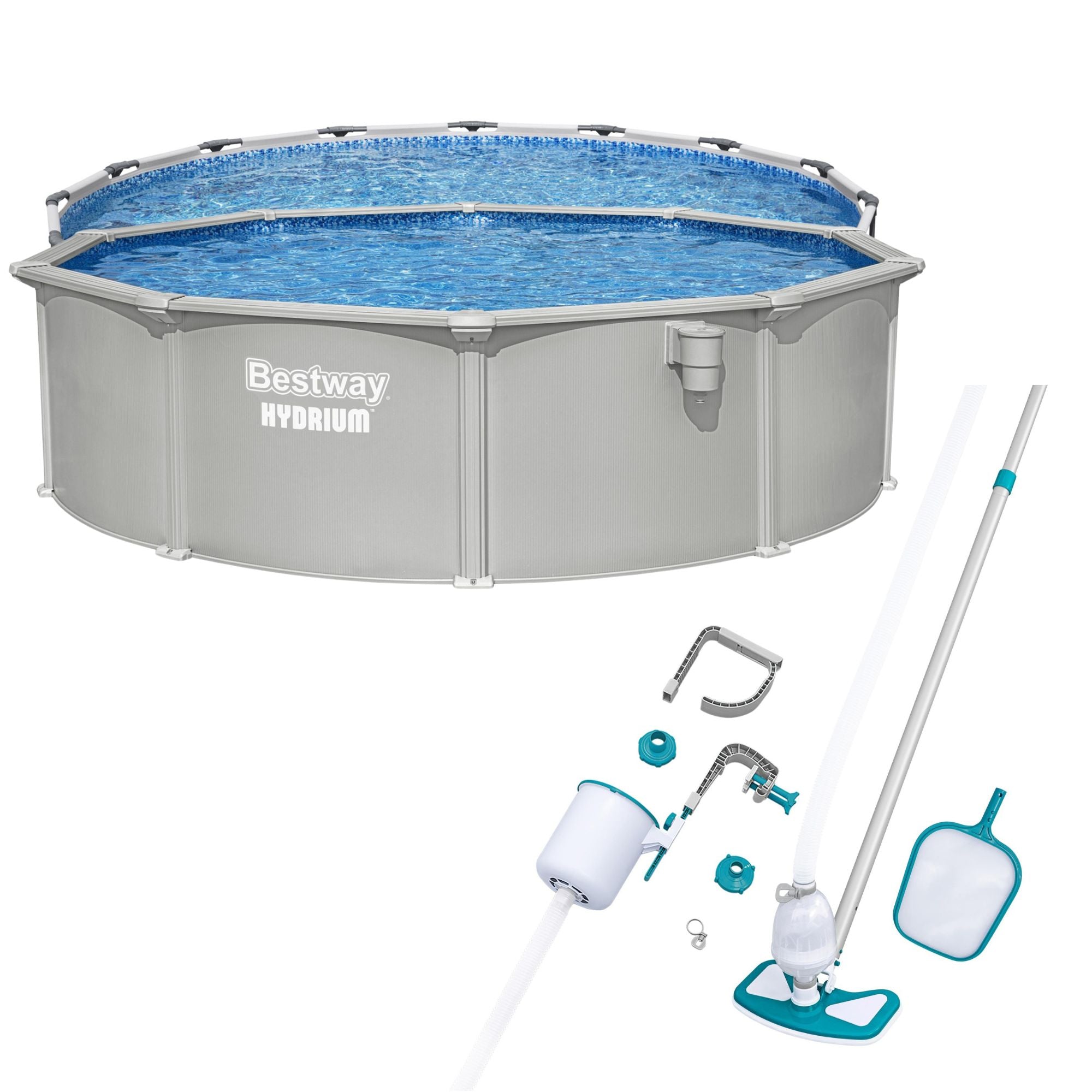 Bestway Hydrium 15' x 48" Round Steel Wall Pool with Deluxe Maintenance Kit
