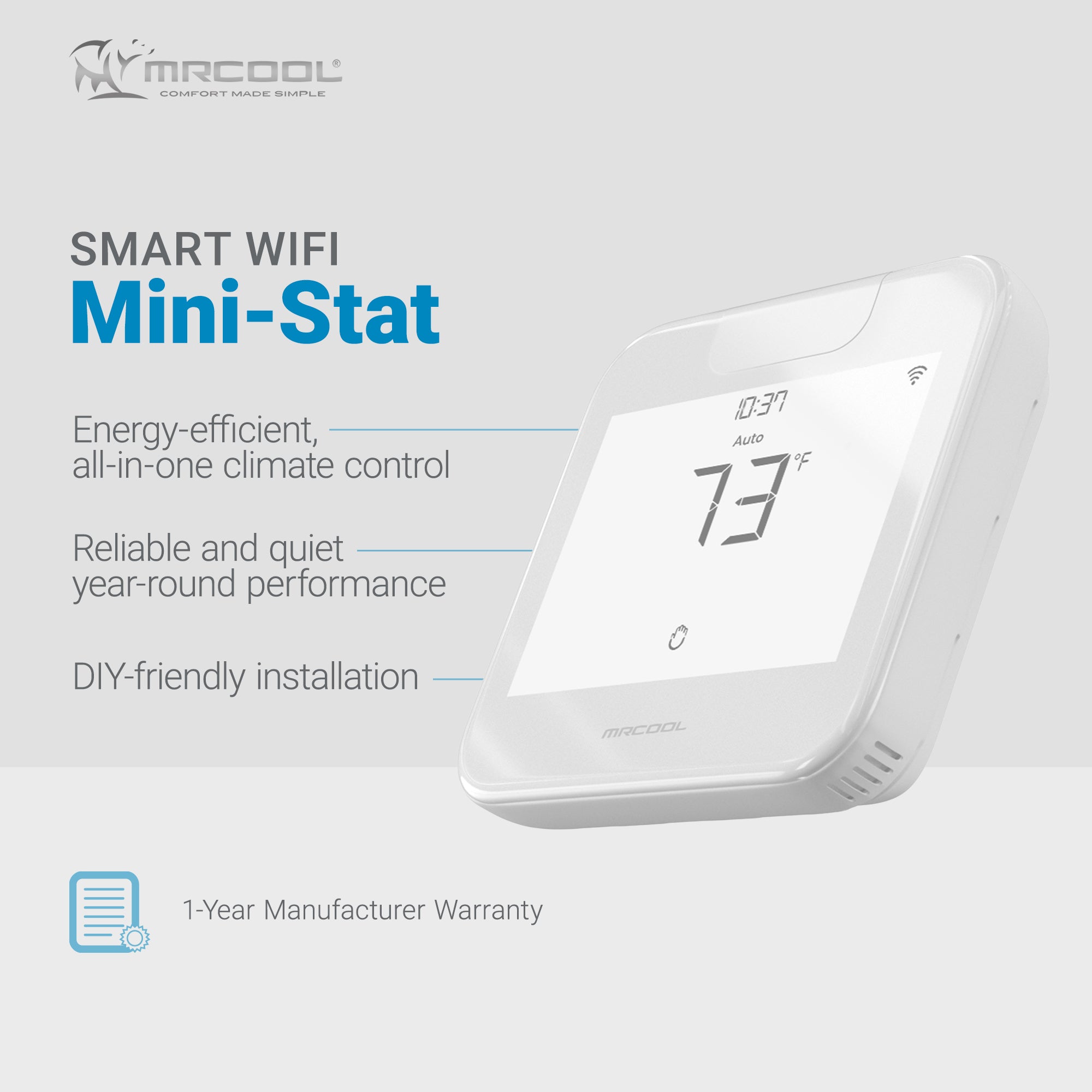 MRCOOL Smart WiFi Thermostat for Mini Split, Programmable Wall Control, White - VMInnovations