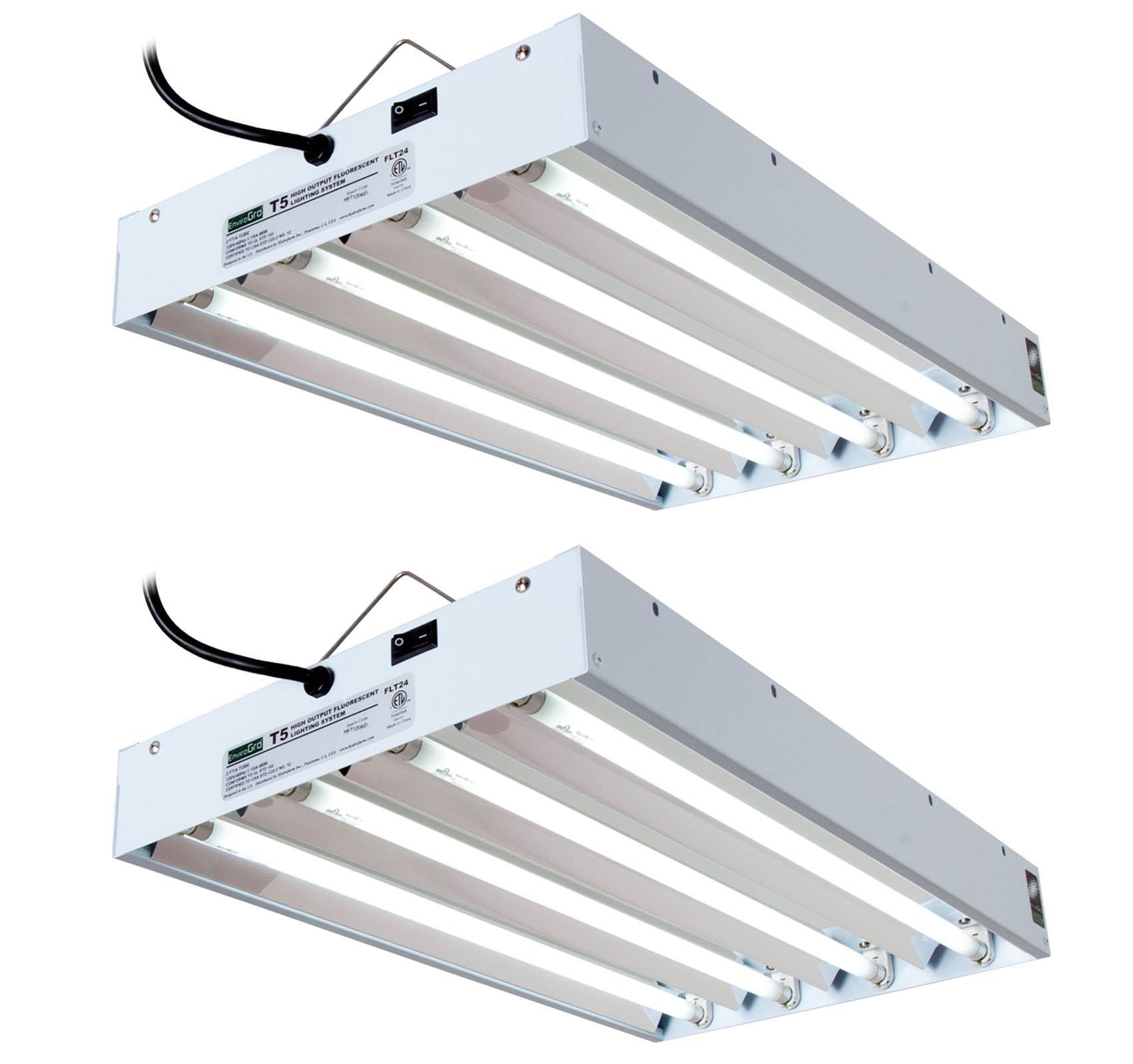 AgroBrite FLT24 4-Tube Hydroponic 2 Foot Grow Light Fixture 96 Watts, (2 Pack) - VMInnovations