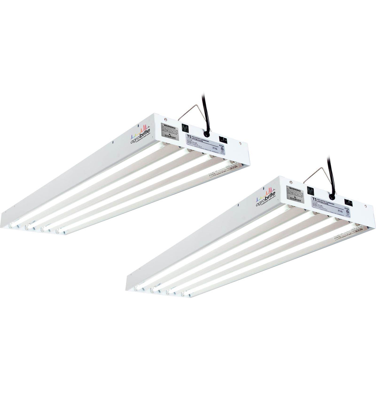 Hydrofarm FLT44 Agrobrite 4-Tube Hydroponic 4Ft Grow Light Fixture 216W (2 Pack)