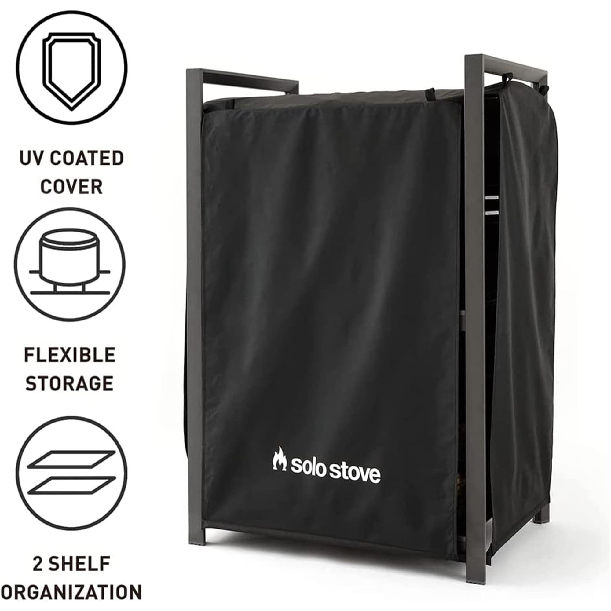 Solo Stove Station, 4.4ft Aluminum Firewood Rack & Cover for Outdoor Storage