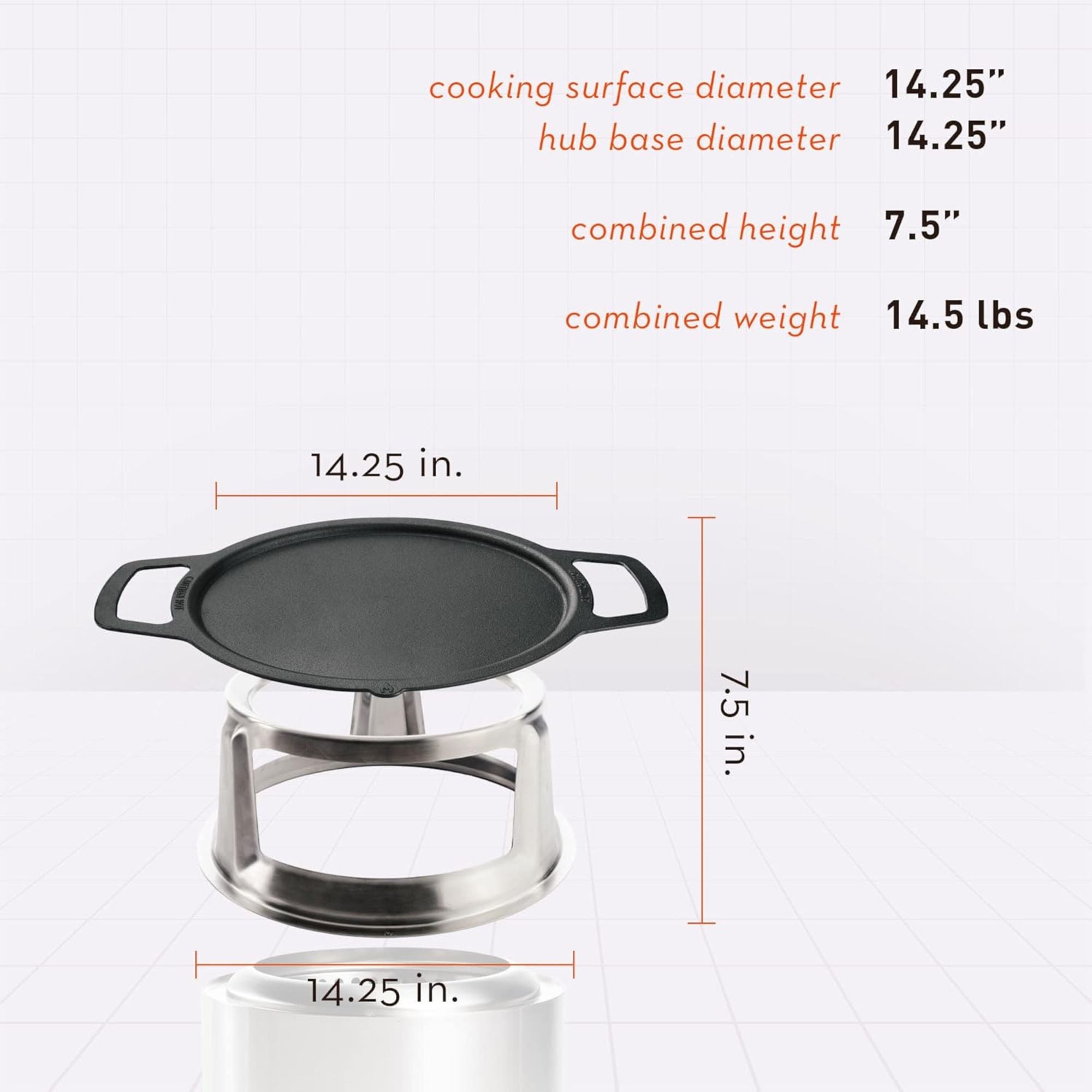 Solo Stove Bonfire Griddle Top & Hub, Cast Iron Cooktop with Stainless Steel Hub