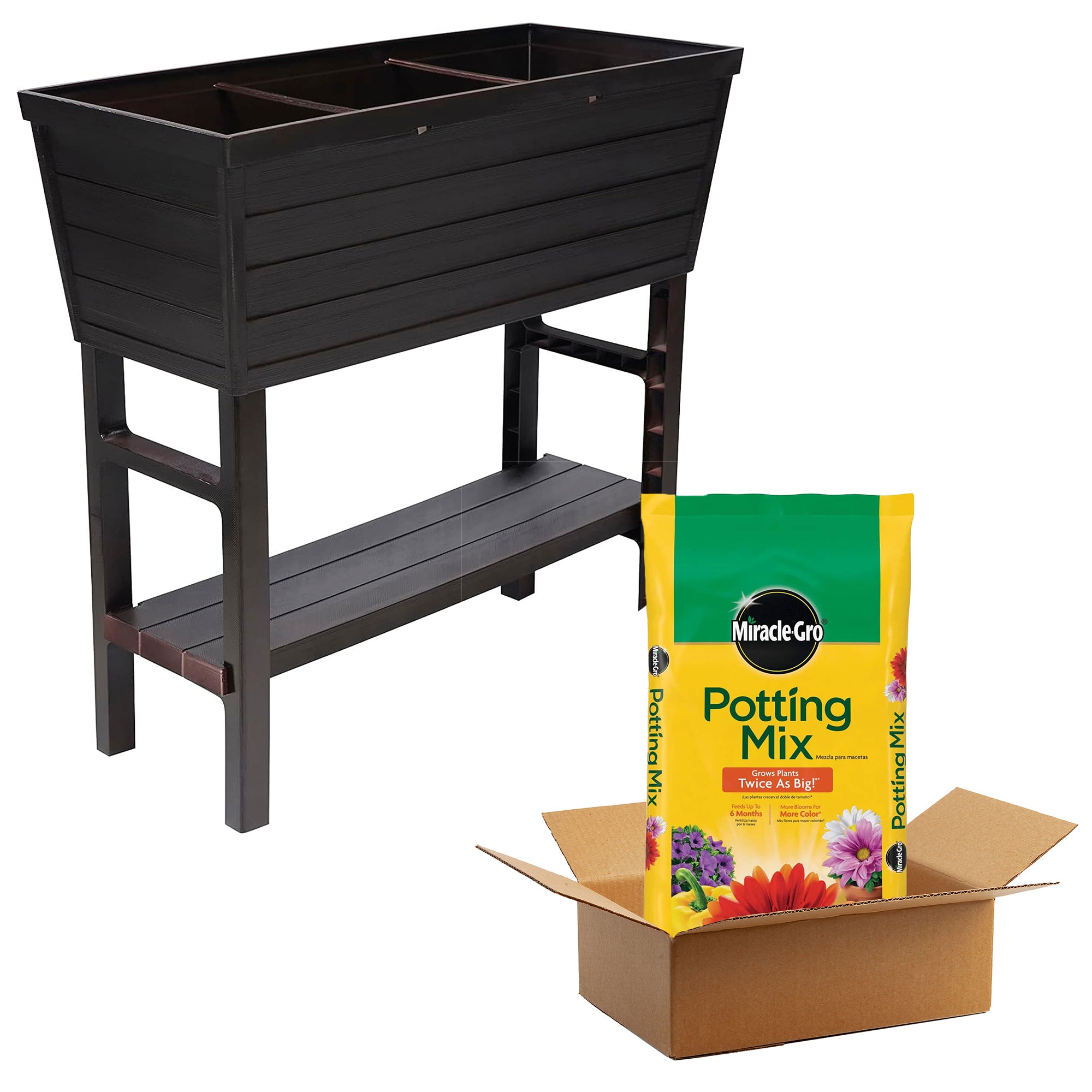 Polymer Outdoor Products 31.12"H Raised Garden Bed with Miracle-Gro Potting Mix - VMInnovations