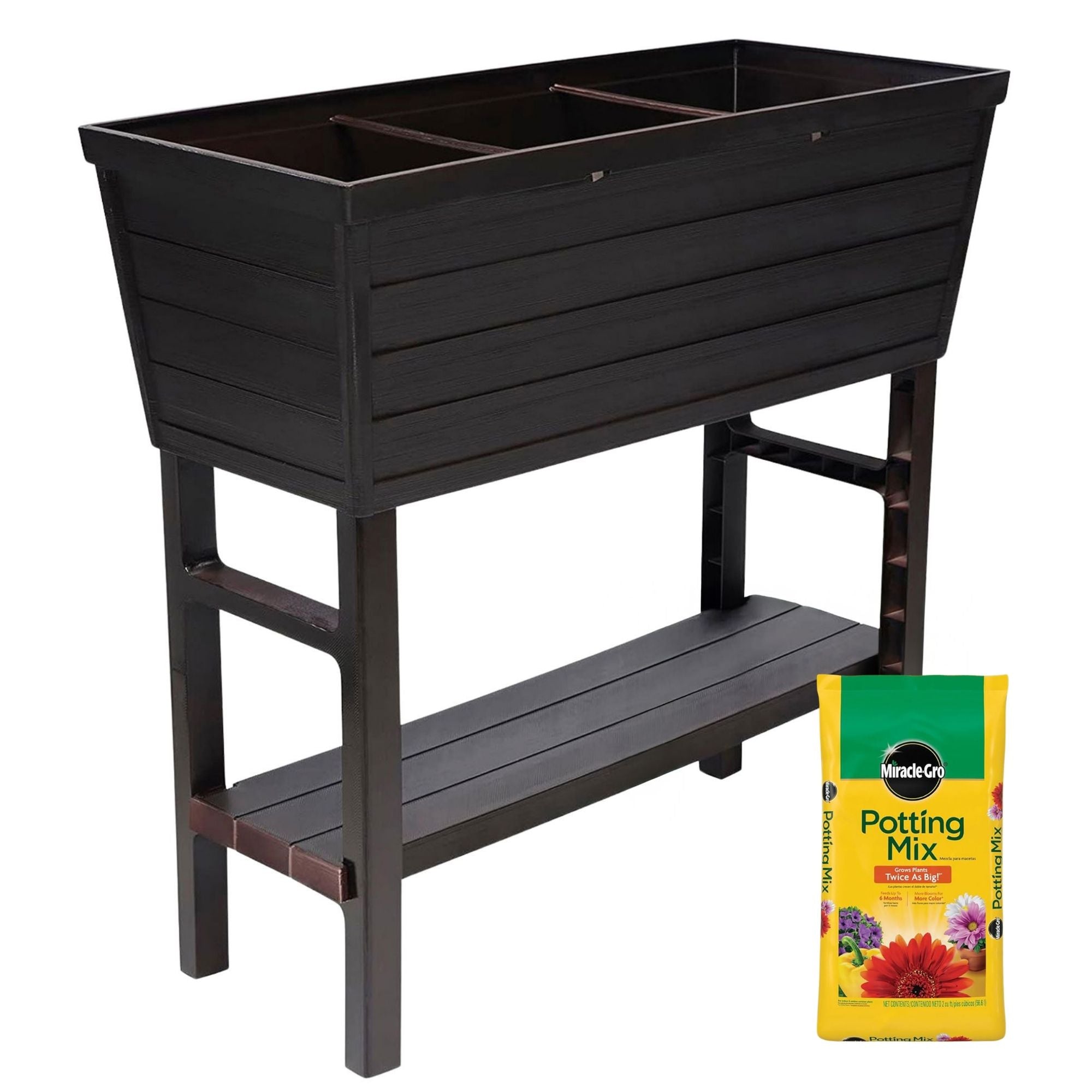 Polymer Outdoor Products 31.12"H Raised Garden Bed with Miracle-Gro Potting Mix - VMInnovations