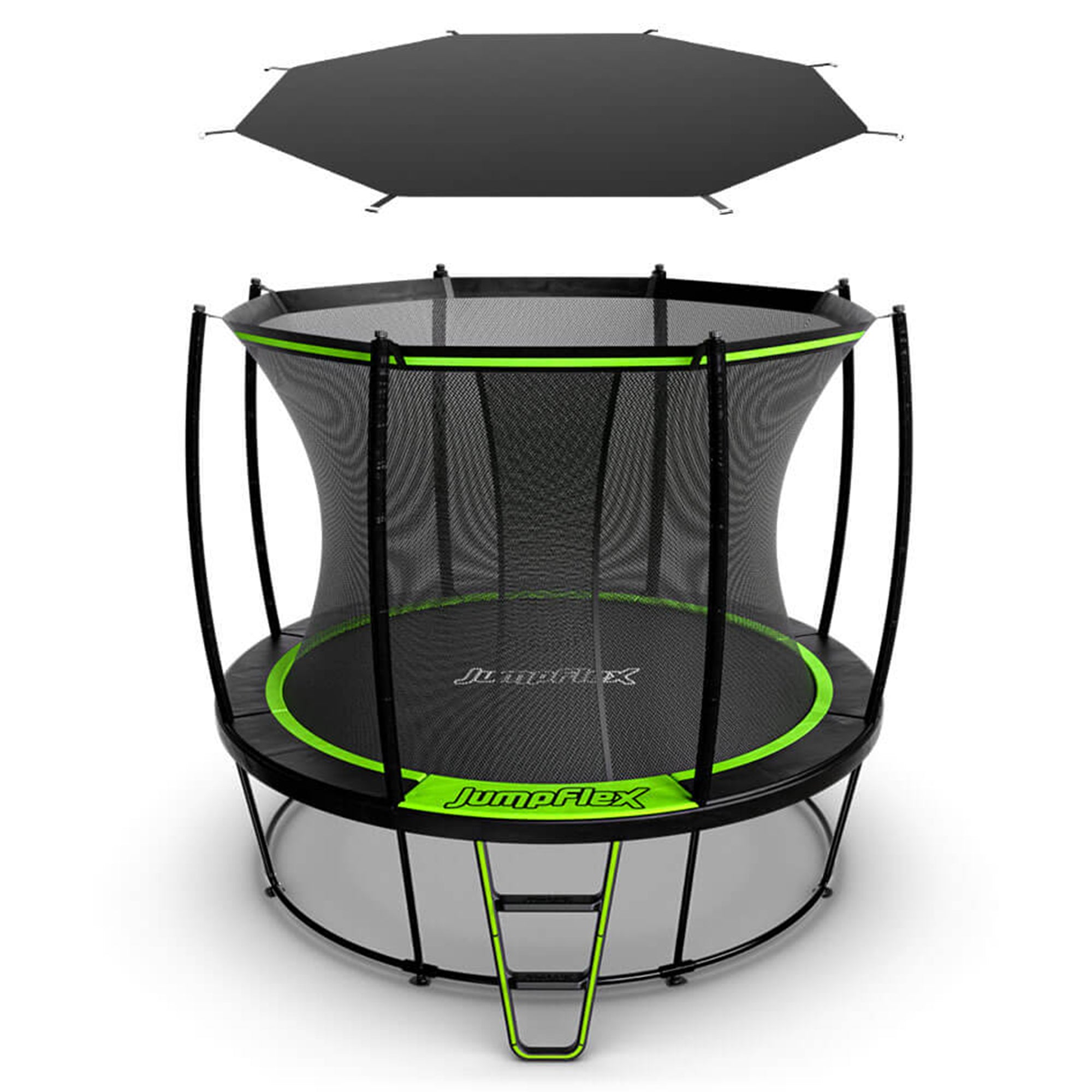 JumpFlex HERO 10' Trampoline Outdoor Activity Set with SMARTSHADE Canopy Cover - VMInnovations