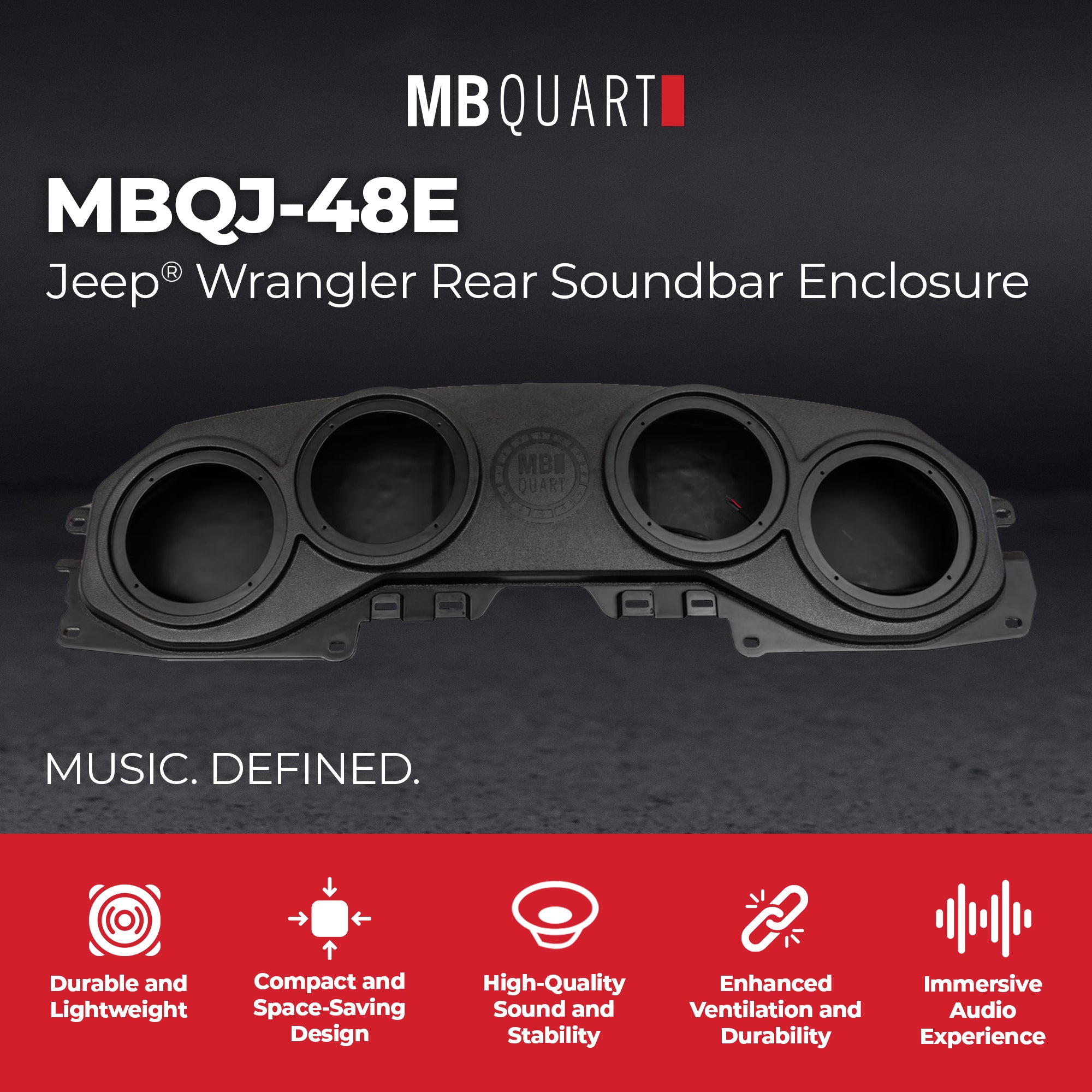 MB Quart Rear Soundbar Enclosure for 18-23 Jeep Wrangler JL & 20-23 Gladiator JT - VMInnovations
