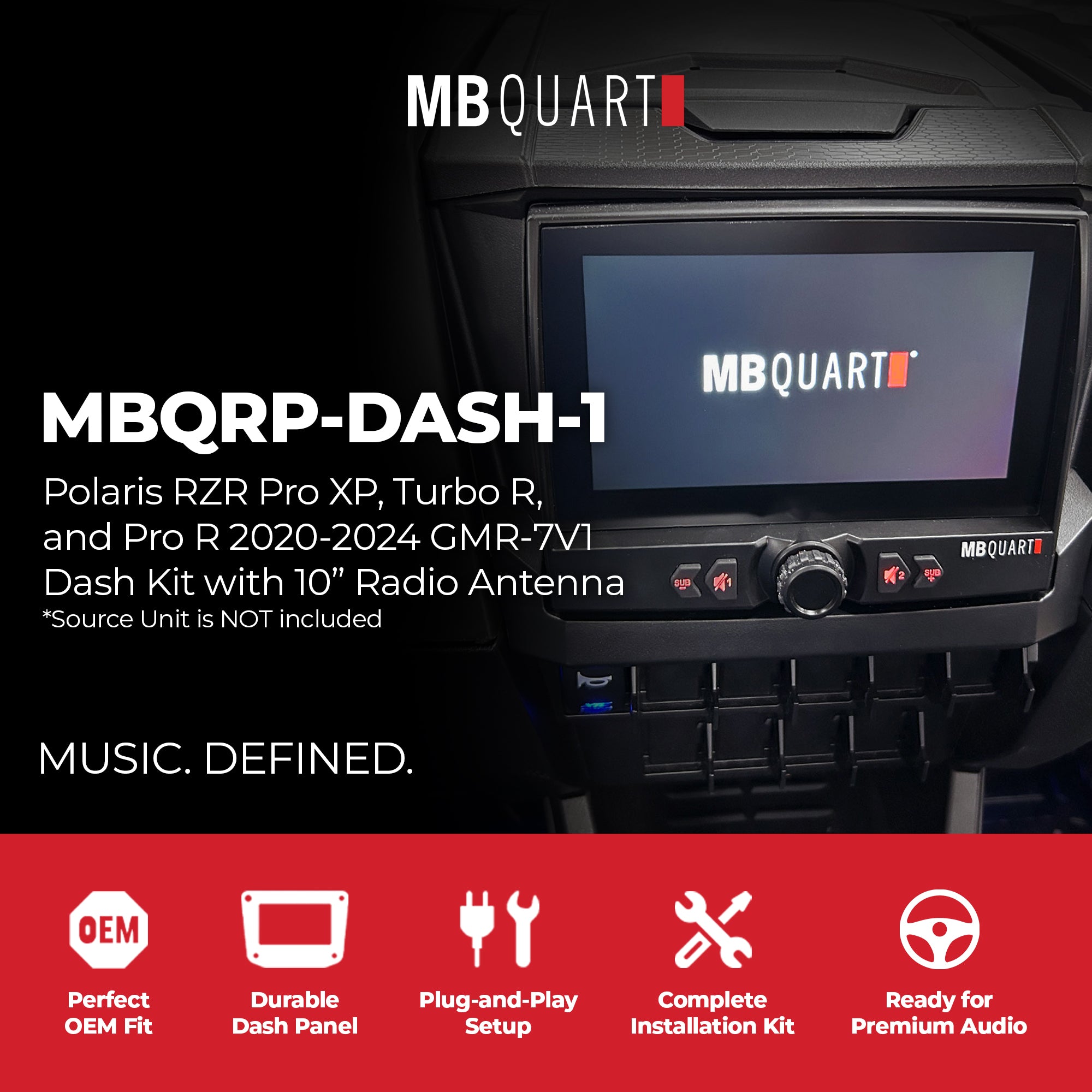 MB Quart Dash Kit with Harness for 2020-2024 Polaris RZR Pro XP, Turbo R & Pro R - VMInnovations