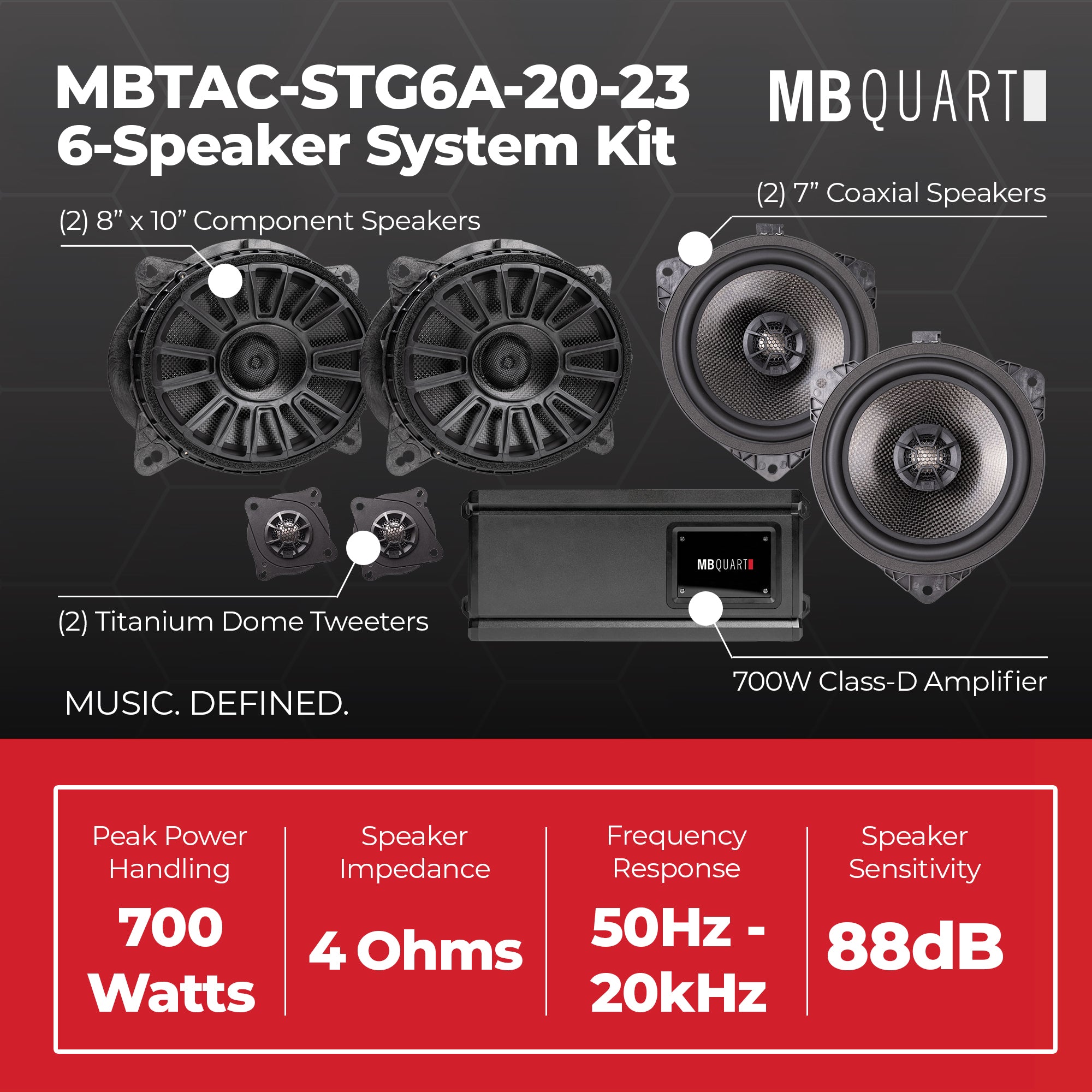 MB Quart 6 Speaker 700W Audio System Upgrade Kit for 2020-2023 Toyota Tacoma - VMInnovations