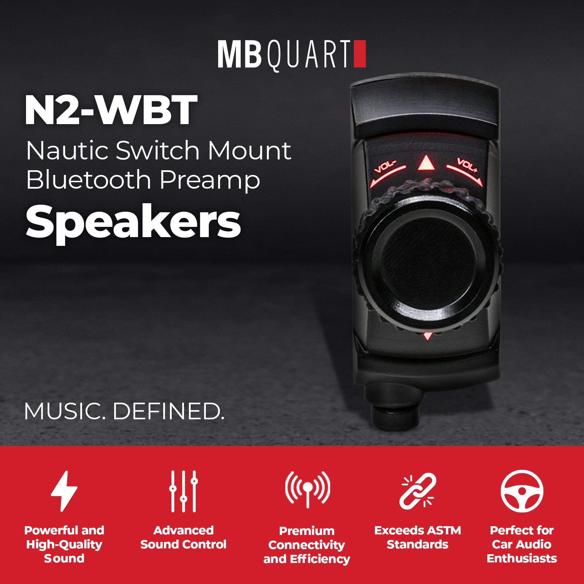 MB Quart Nautic Mounted Preamp Controller, Bluetooth, 3.5mm Aux and RCA Outputs - VMInnovations