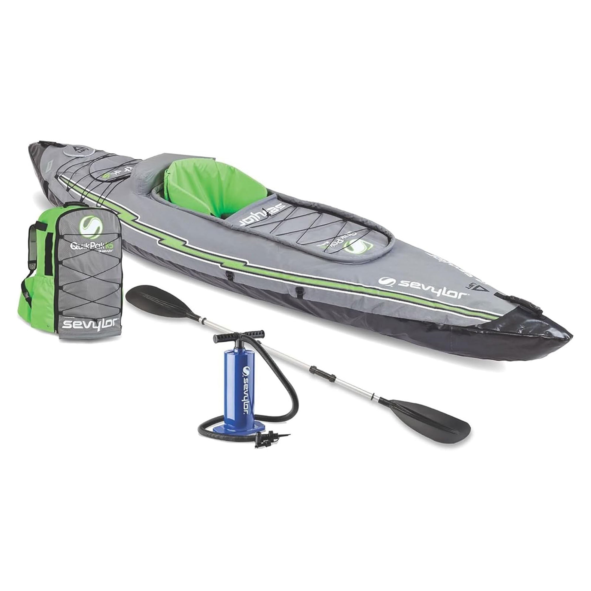 Sevylor QuickPak K5 1 Person Inflatable Kayak with Hand Pump and Paddle, Gray (Open Box)