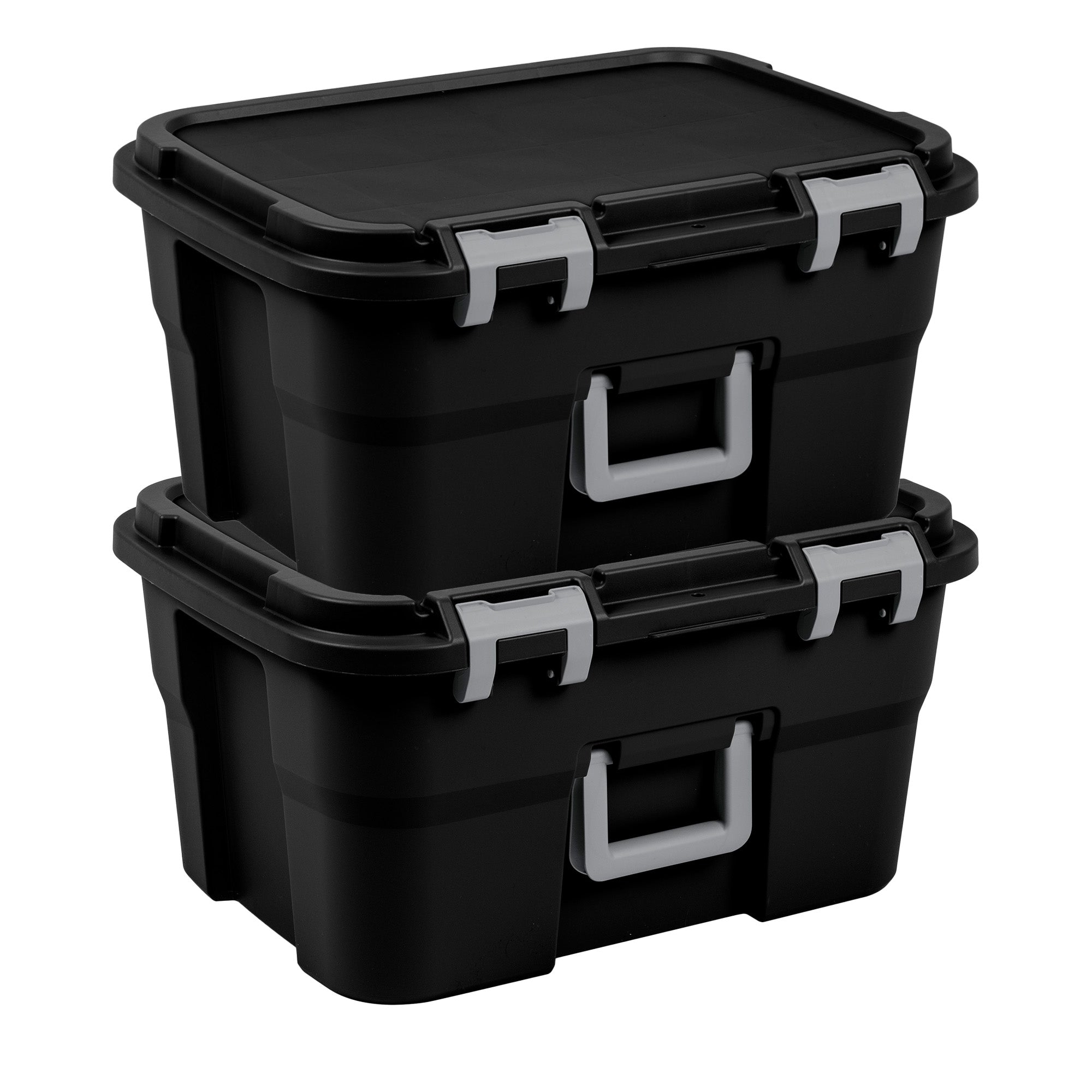 Sterilite Footlocker, 14 Gal Plastic Storage Container with Lid, Black, 2 Pack - VMInnovations