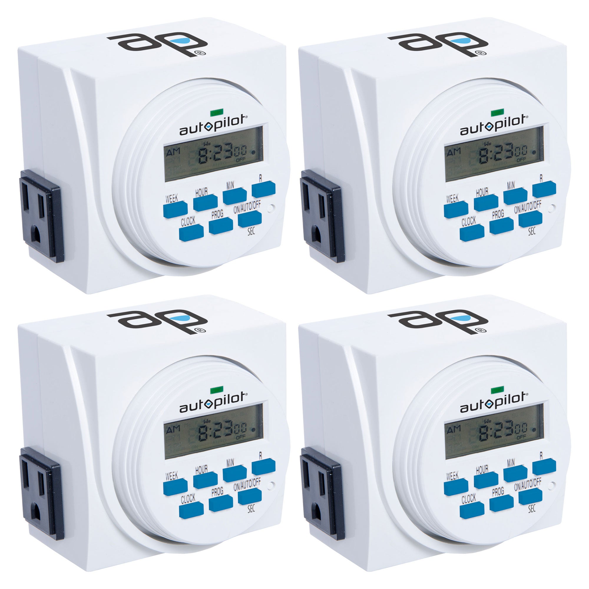 HYDROFARM 7 Day Dual Outlet Digital Programmable Timer Controllers, (4 Pack) - VMInnovations