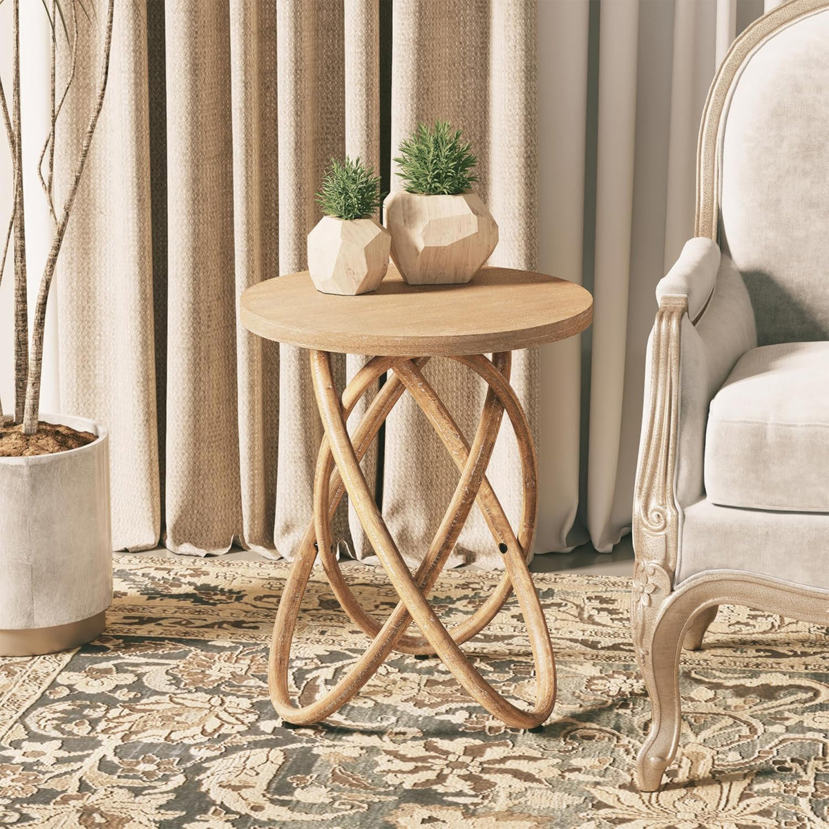 COZAYH End Table w/Intertwined Base Design for Home Living Room (Open Box)