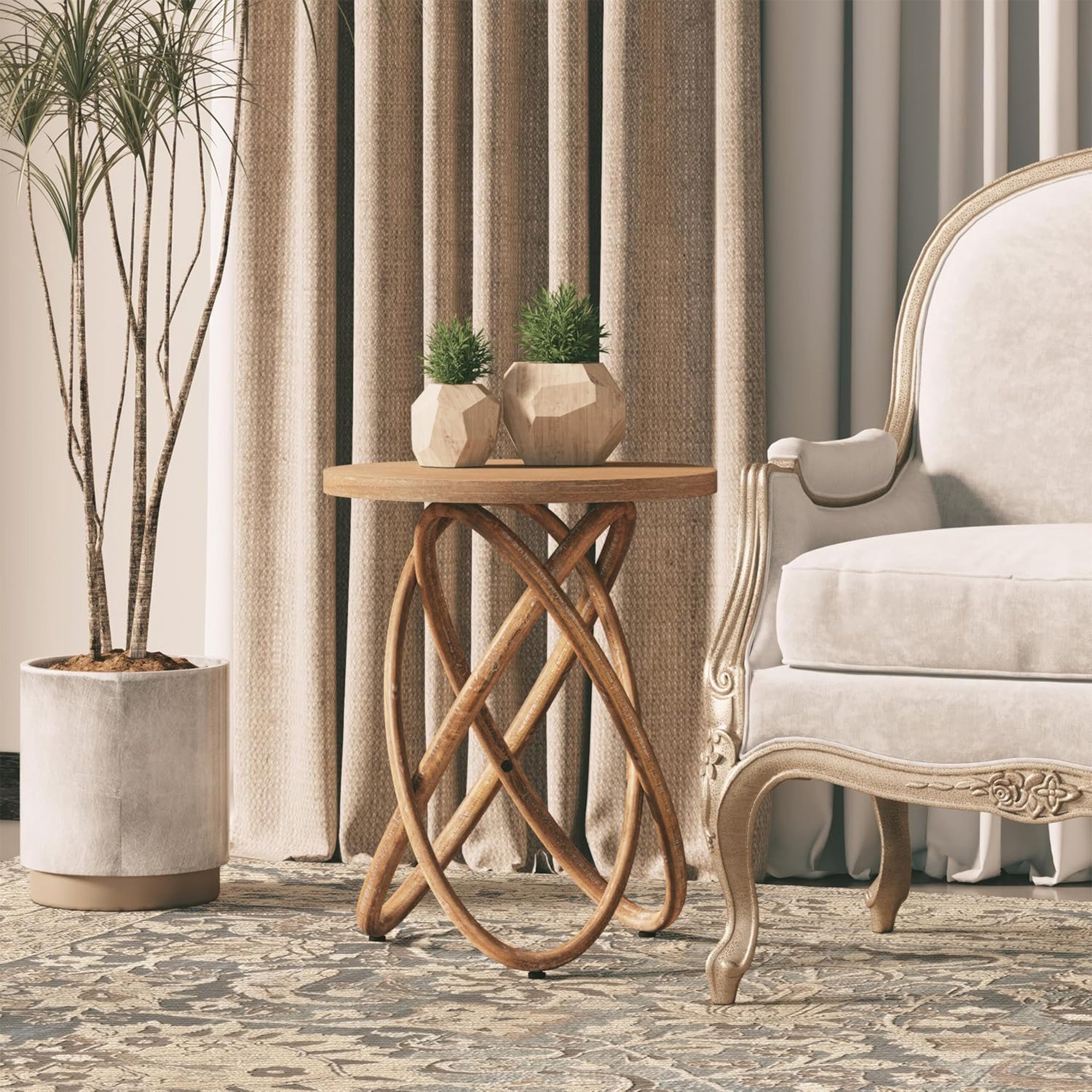 COZAYH End Table w/Intertwined Base Design for Home Living Room (Open Box)
