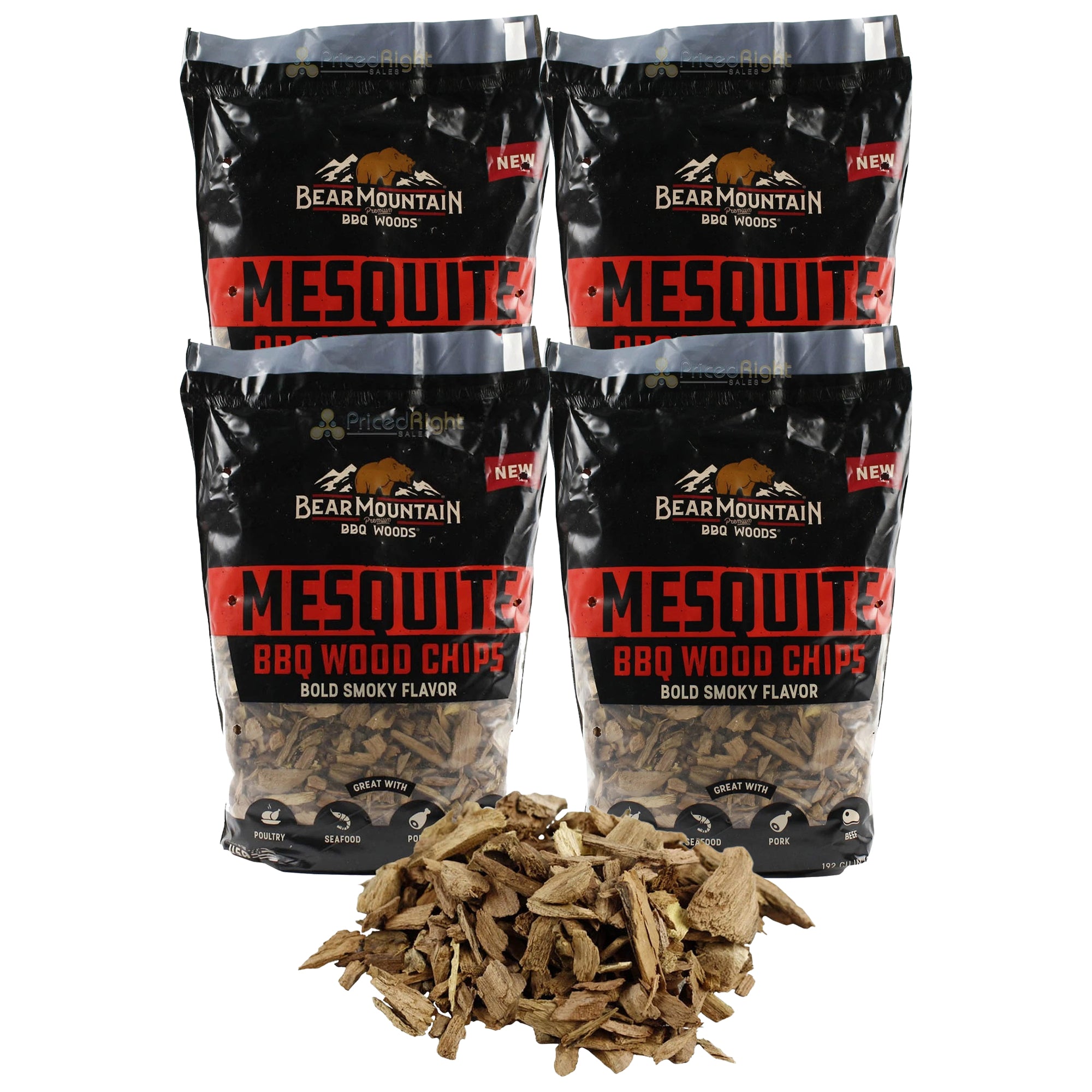 Bear Mountain BBQ Mesquite BBQ Wood Chip for Outdoor Grill, 2 lb Bag-Pack of 6 - VMInnovations