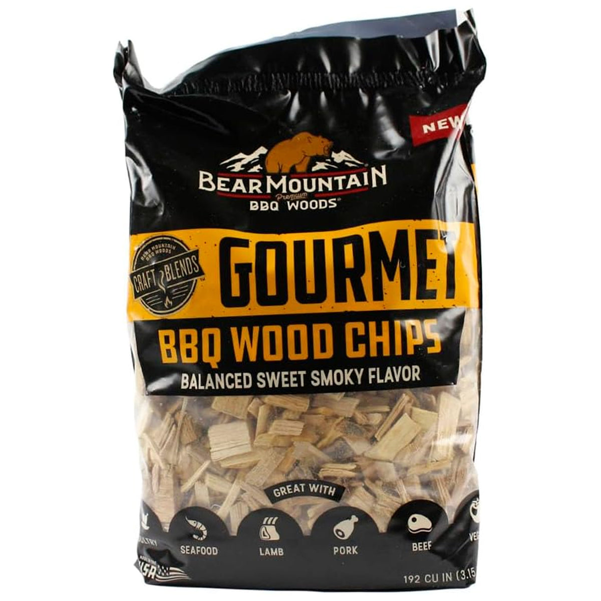 Bear Mountain BBQ Gourmet BBQ Wood Chip for Outdoor Grills, 2 lb Bag-Pack of 6