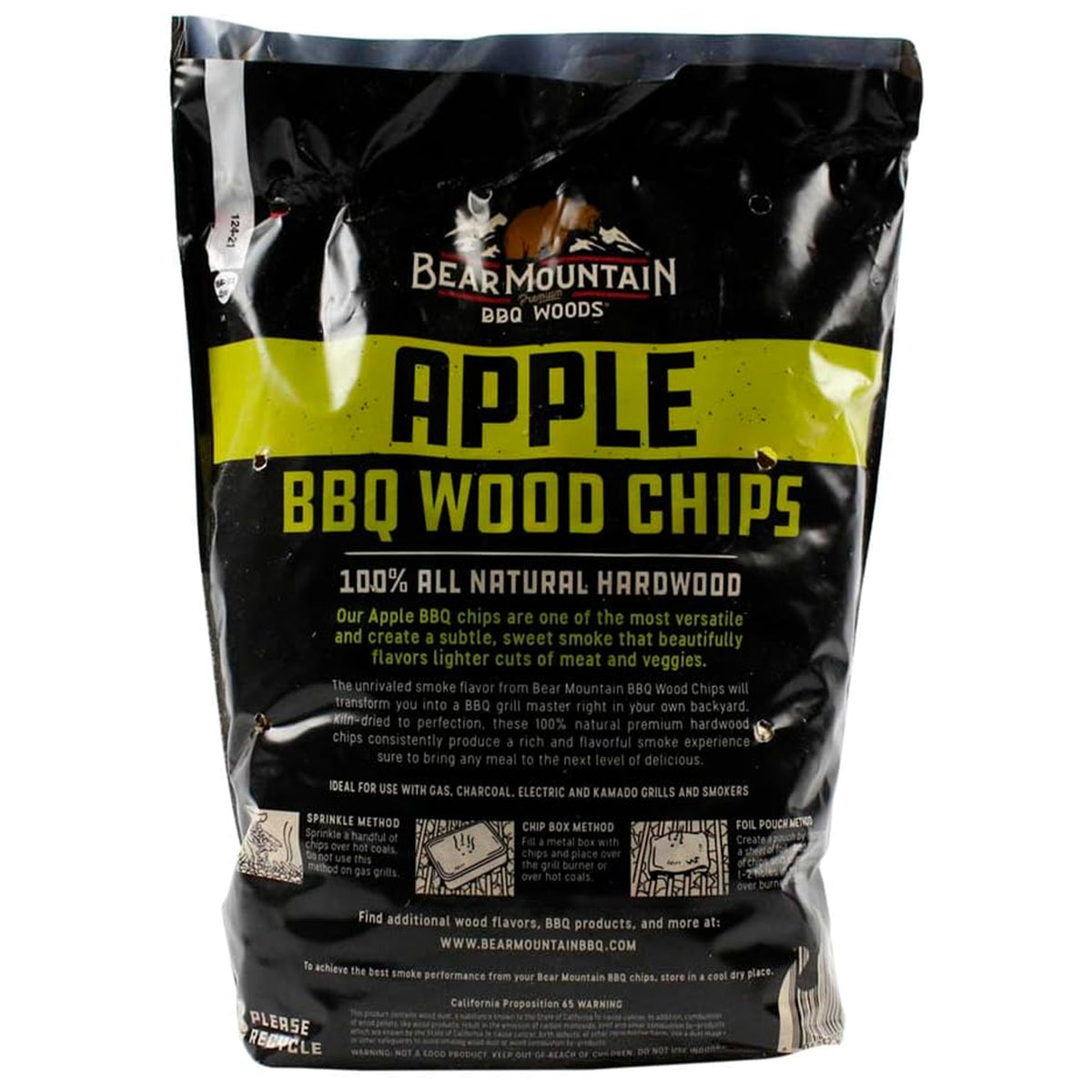 Bear Mountain BBQ Apple BBQ Wood Chips for Outdoor Grills, 2 lb Bag-Pack of 6