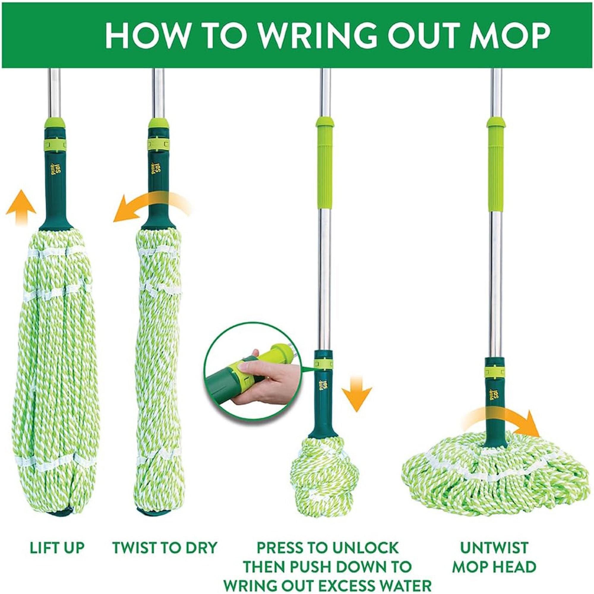 Broom & Mop Floor Cleaning Set, 7 PC Kit w/ Wall Mount Storage Rack (Open Box)