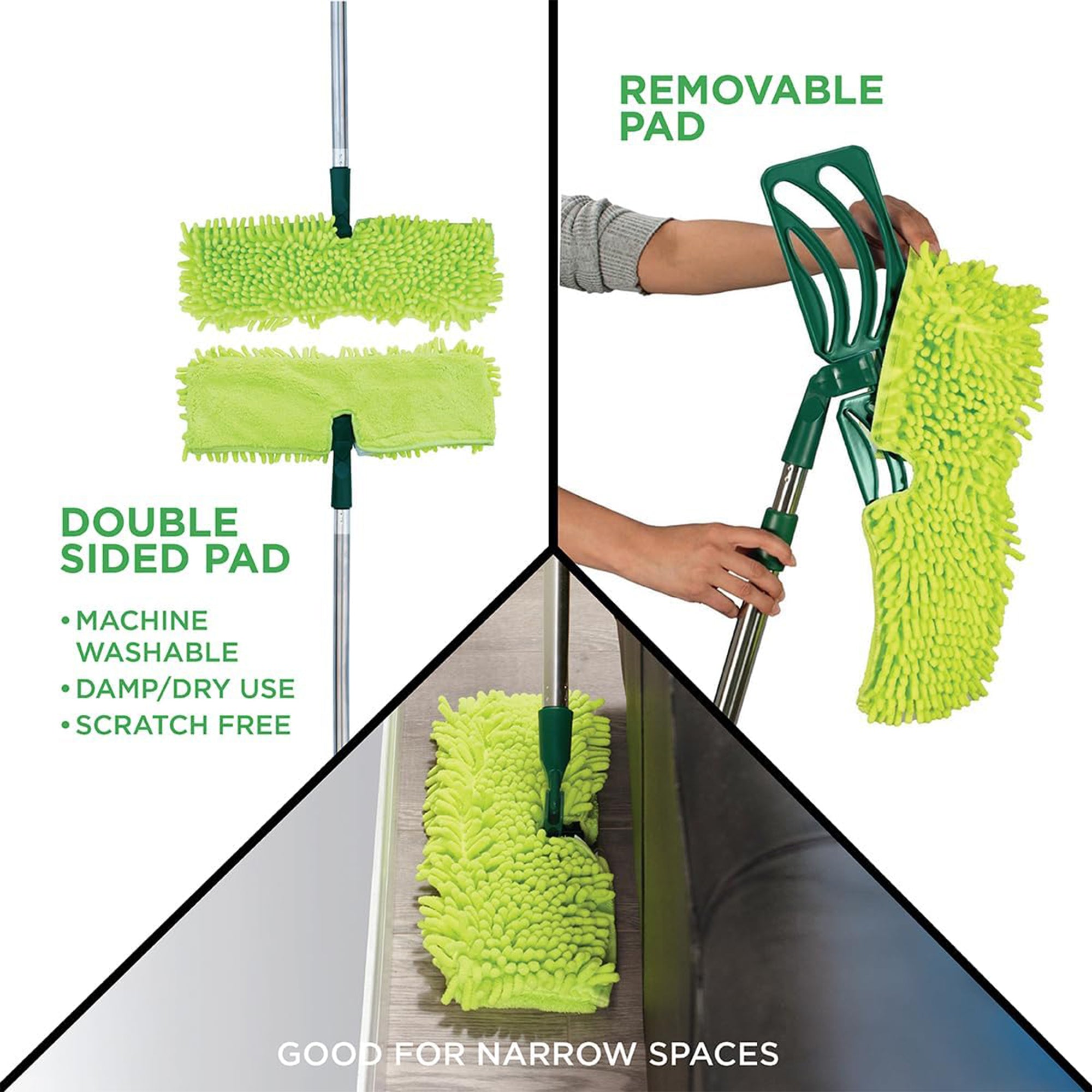 Broom & Mop Floor Cleaning Set, 7 PC Kit w/ Wall Mount Storage Rack (Open Box) - VMInnovations
