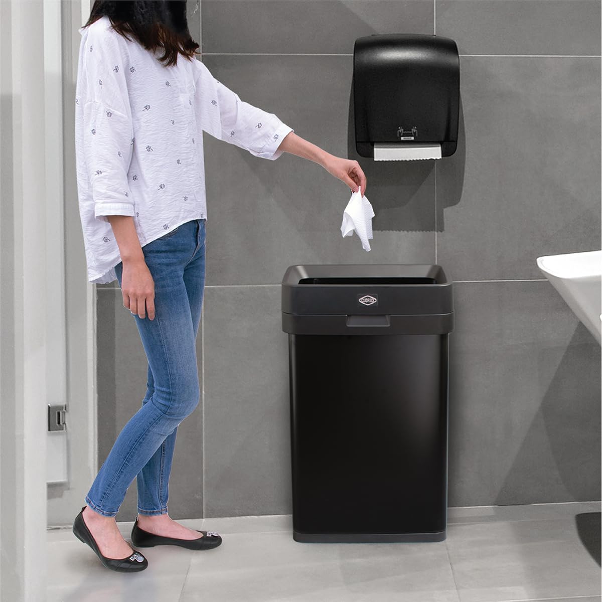 Clorox Trash Can, 13 Gallon Stainless Steel Slim Open Top Garbage Bin,(Open Box)