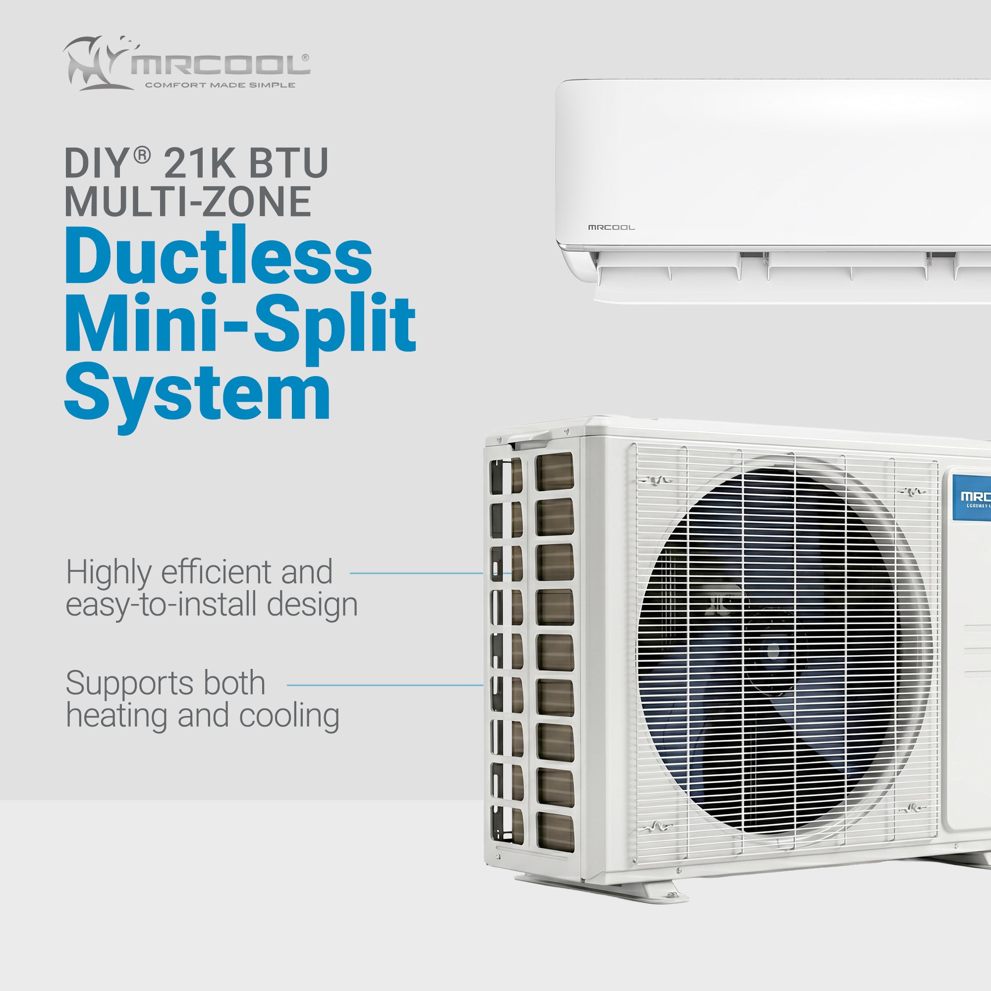 MRCOOL DIY 5th Gen 21K BTU Multi-Zone Ductless Mini Split Air Conditioner, White - VMInnovations