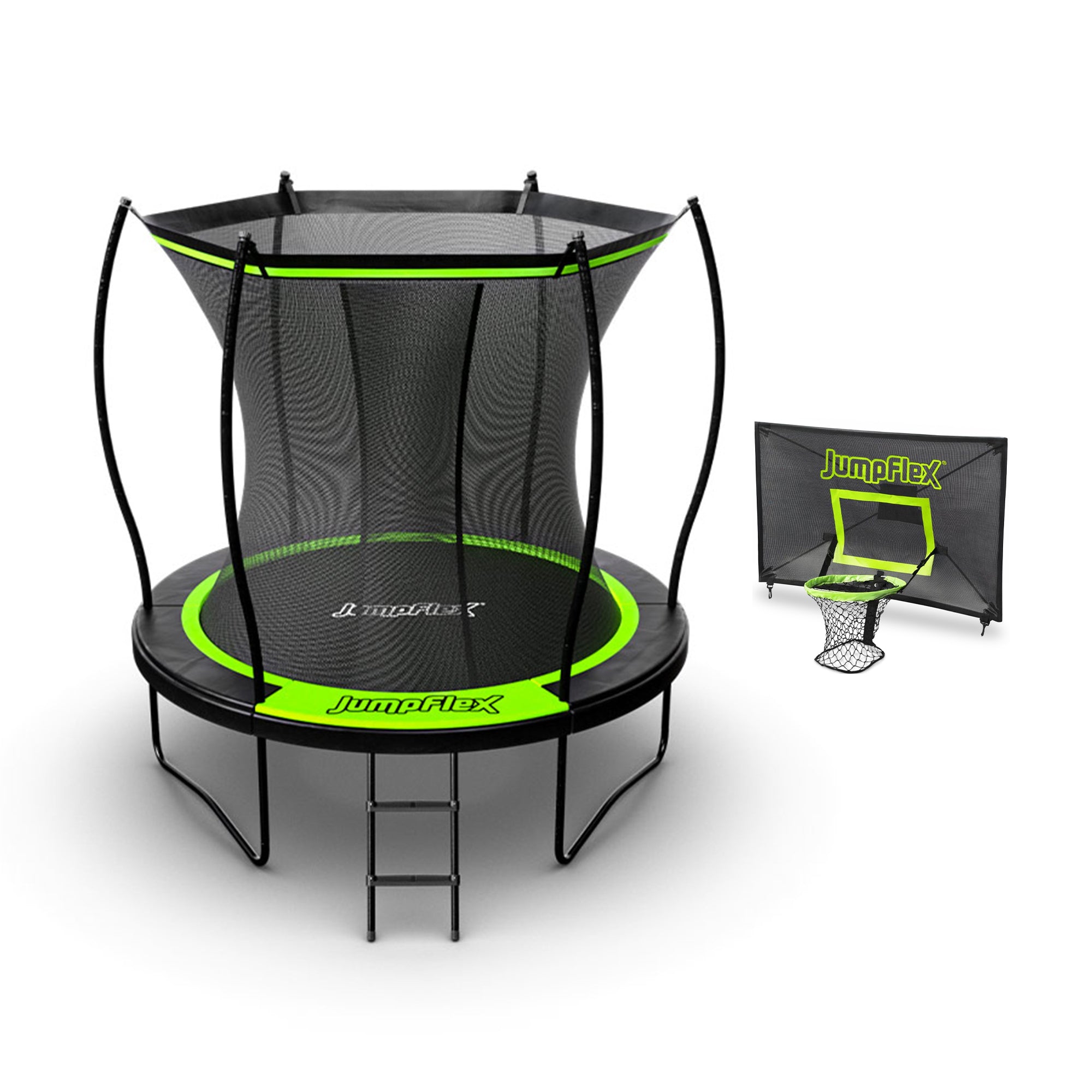Jumpflex FLEX 8' Trampoline, Outdoor Play Equipment with PROJAM Basketball Hoop