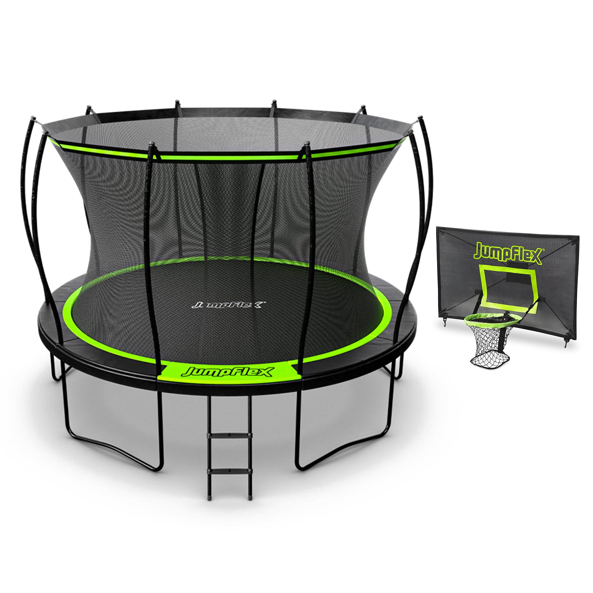 Jumpflex FLEX 12' Trampoline, Outdoor Play Equipment with PROJAM Basketball Hoop