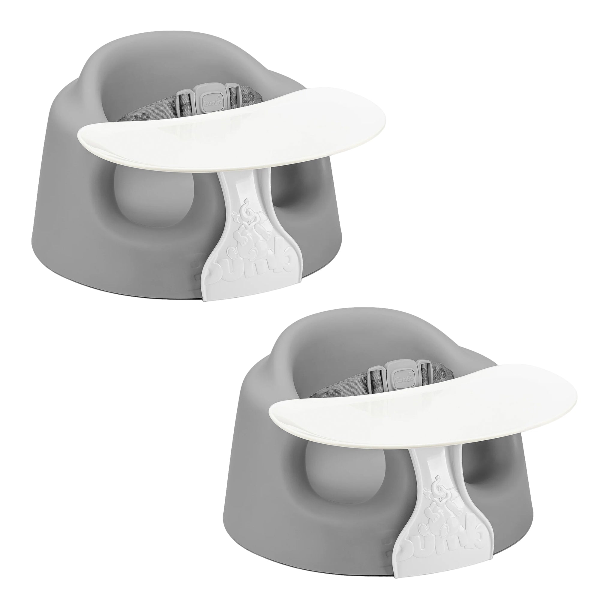 Bumbo Infant Floor Seat PLUS+ Sit Up Chair, Adjustable Harness, Monsoon, 2 Pack
