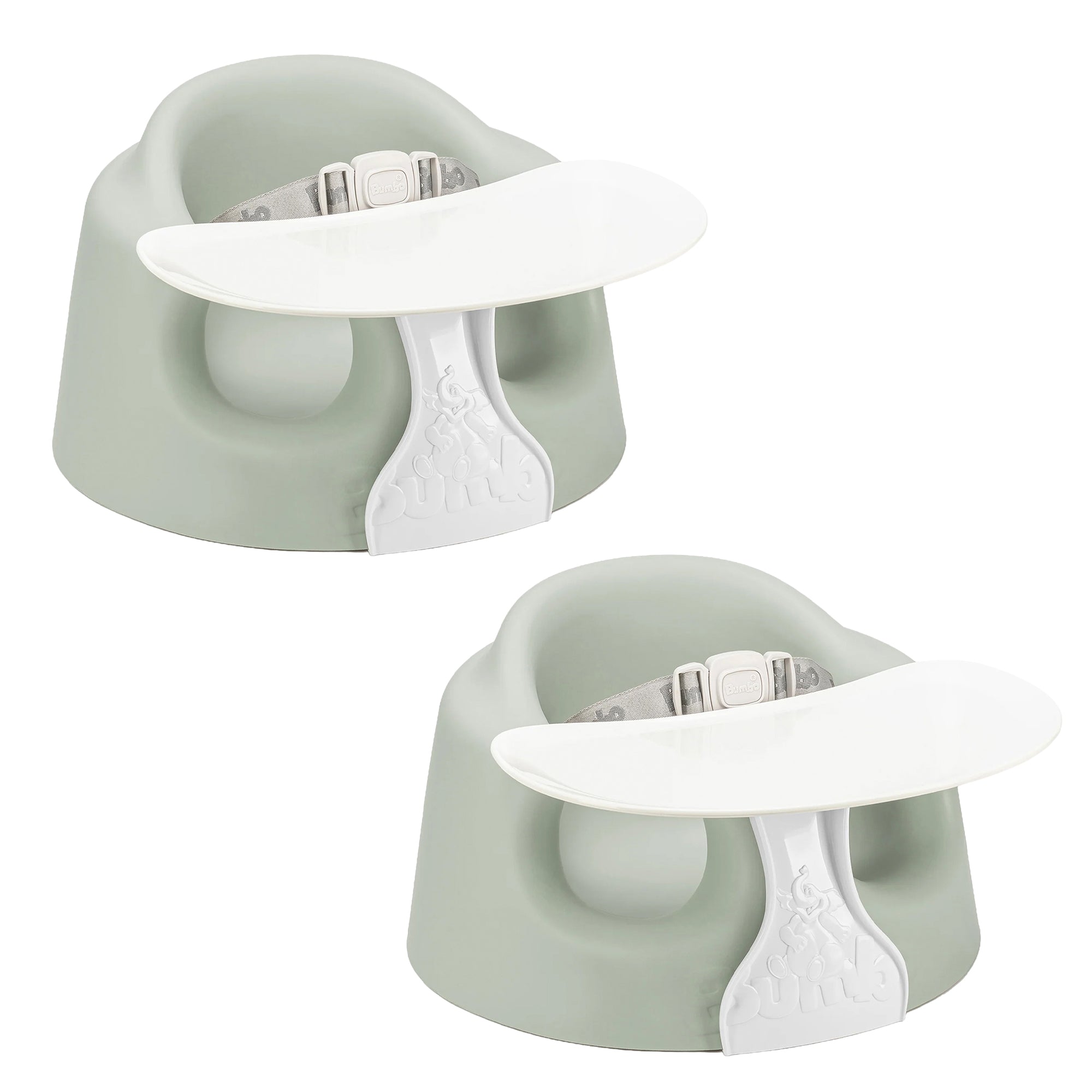 Bumbo Infant Floor Seat PLUS+ Sit Up Chair, Adjustable Harness, Agave, 2 Pack