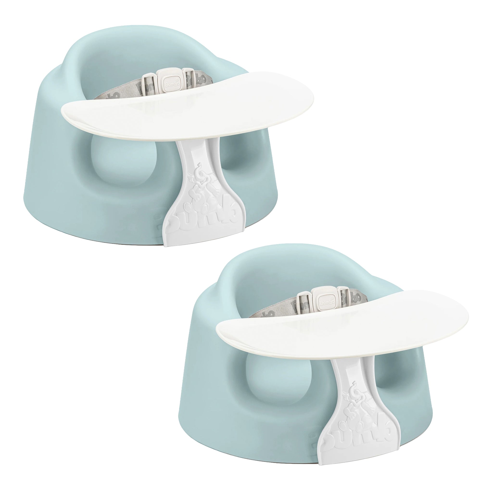 Bumbo Infant Floor Seat PLUS+ Sit Up Chair, Adjustable Harness, Mirage, 2 Pack