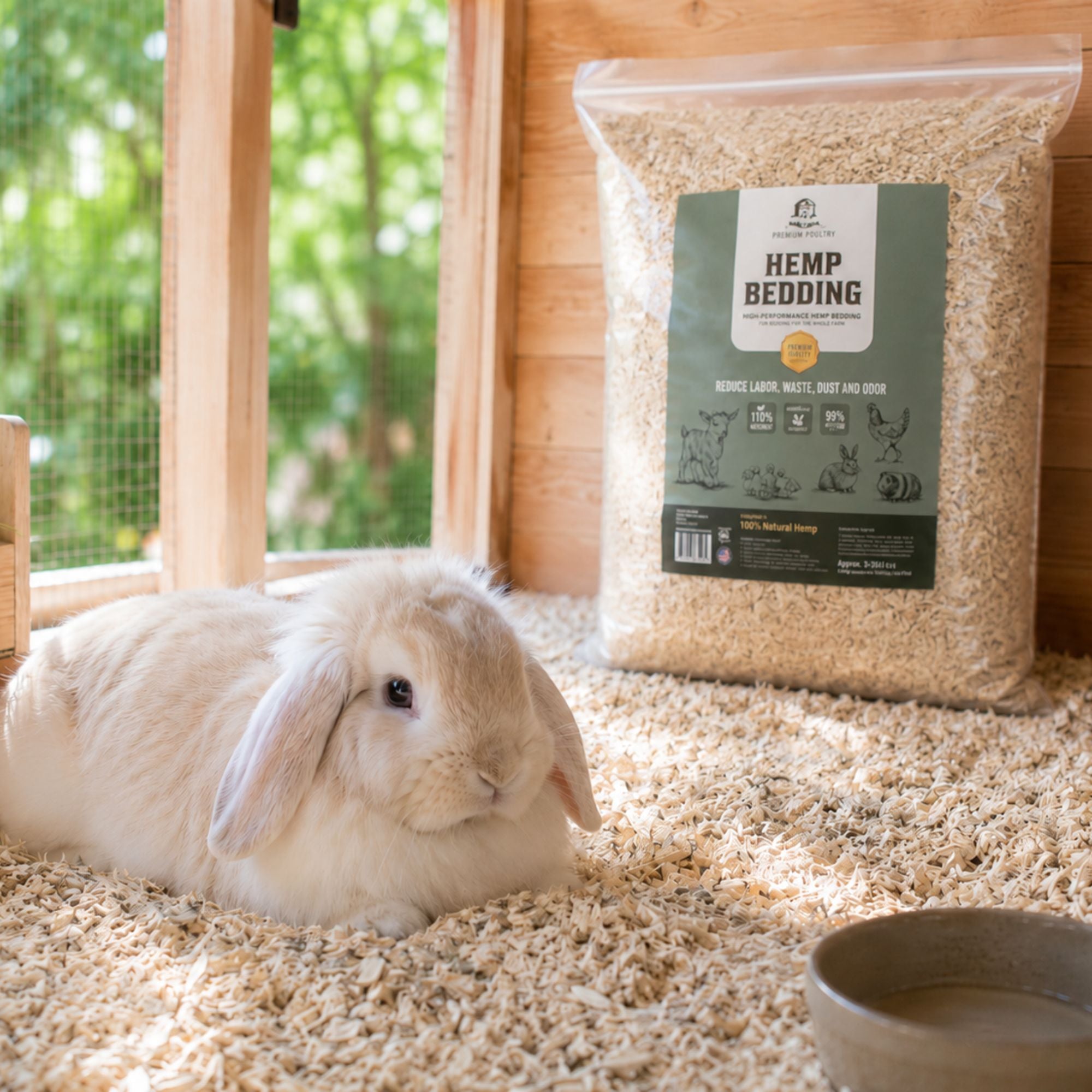 Premium Poultry Hemp Bedding Low Dust Absorbent Chicken Coop Substrate, 22.5 Lb