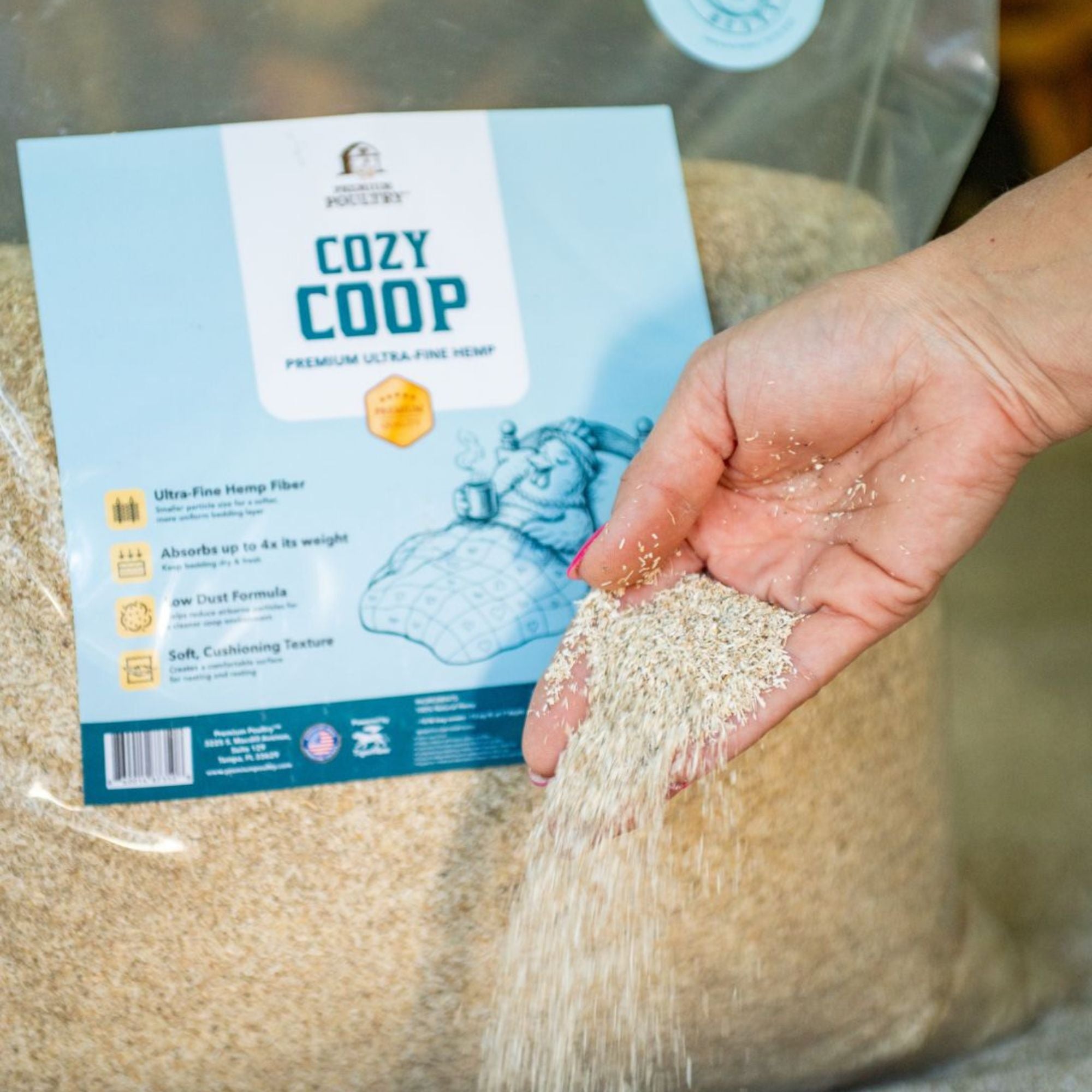 10 Lb Bag Hemp Cozy Coop Siftable Chicken Bedding for Coops (Open Box) - VMInnovations