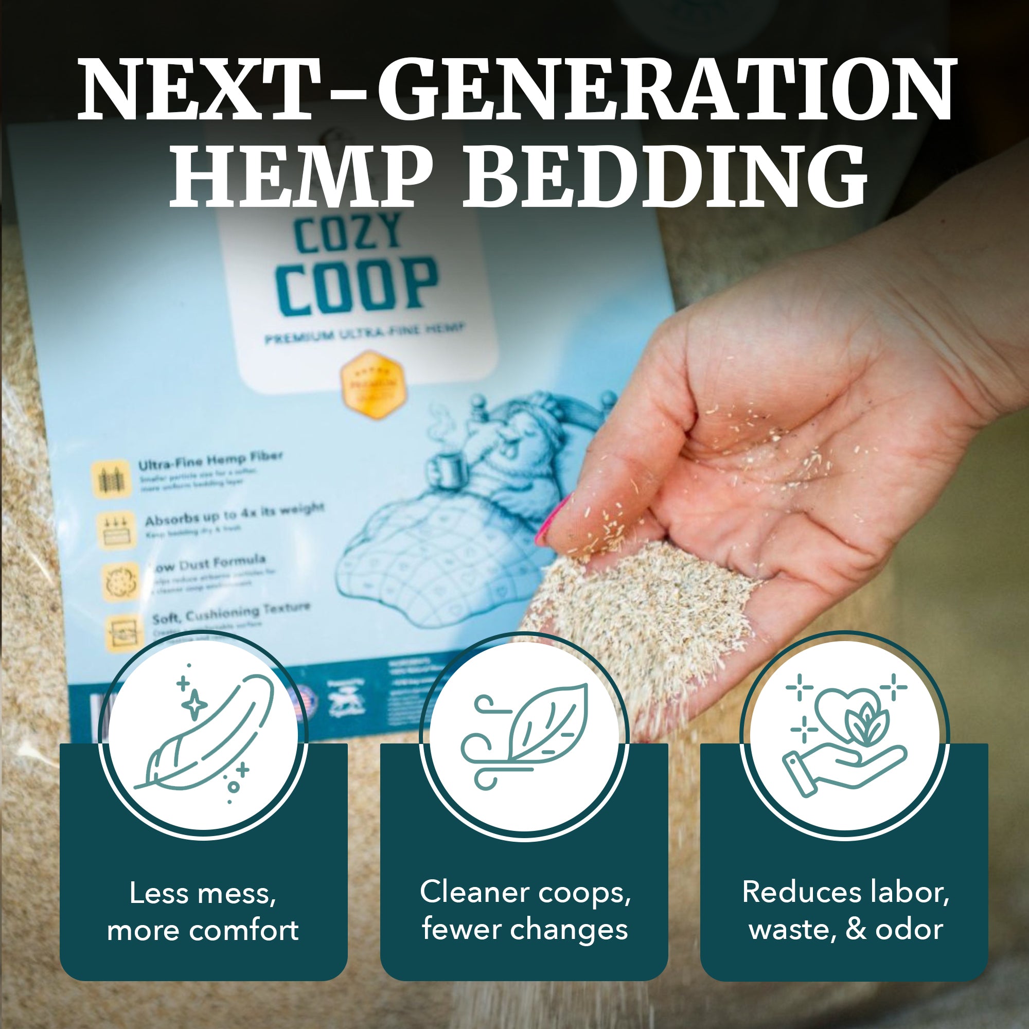 Premium Poultry 10 Lb Bag Hemp Cozy Coop Siftable Chicken Bedding for Coops