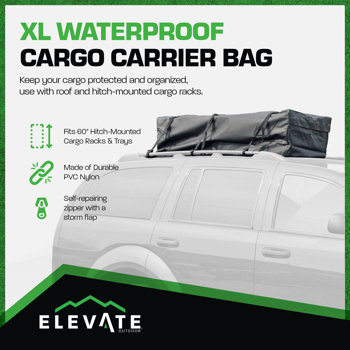 Apex Extra Large Roof Cargo Bag, Self-Sealing Zipper & Flap Cover, 19.6 cu. ft.