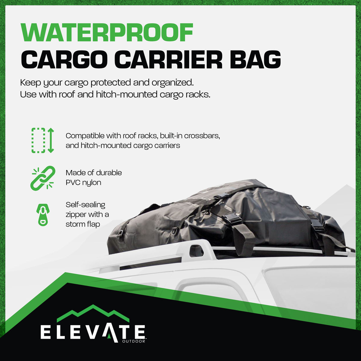Apex Flexible Roof Top Cargo Bag with Included Tie Down Straps, (Open Box) - VMInnovations