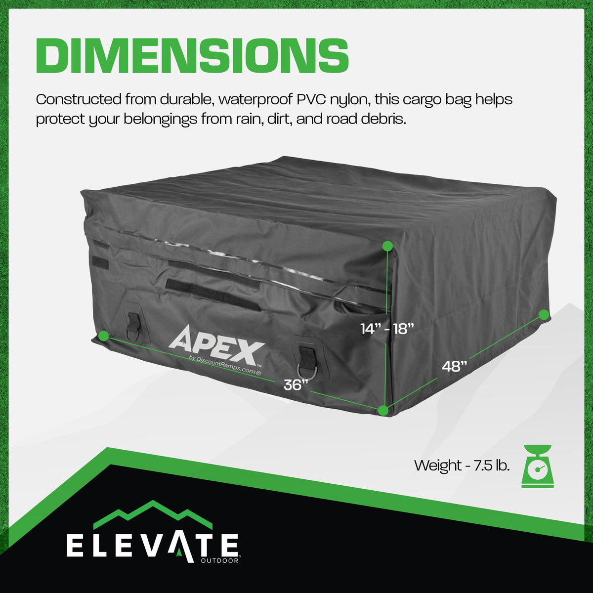 Apex Expandable Roof Top Cargo Bag with Included Tie Down Straps, (Open Box) - VMInnovations