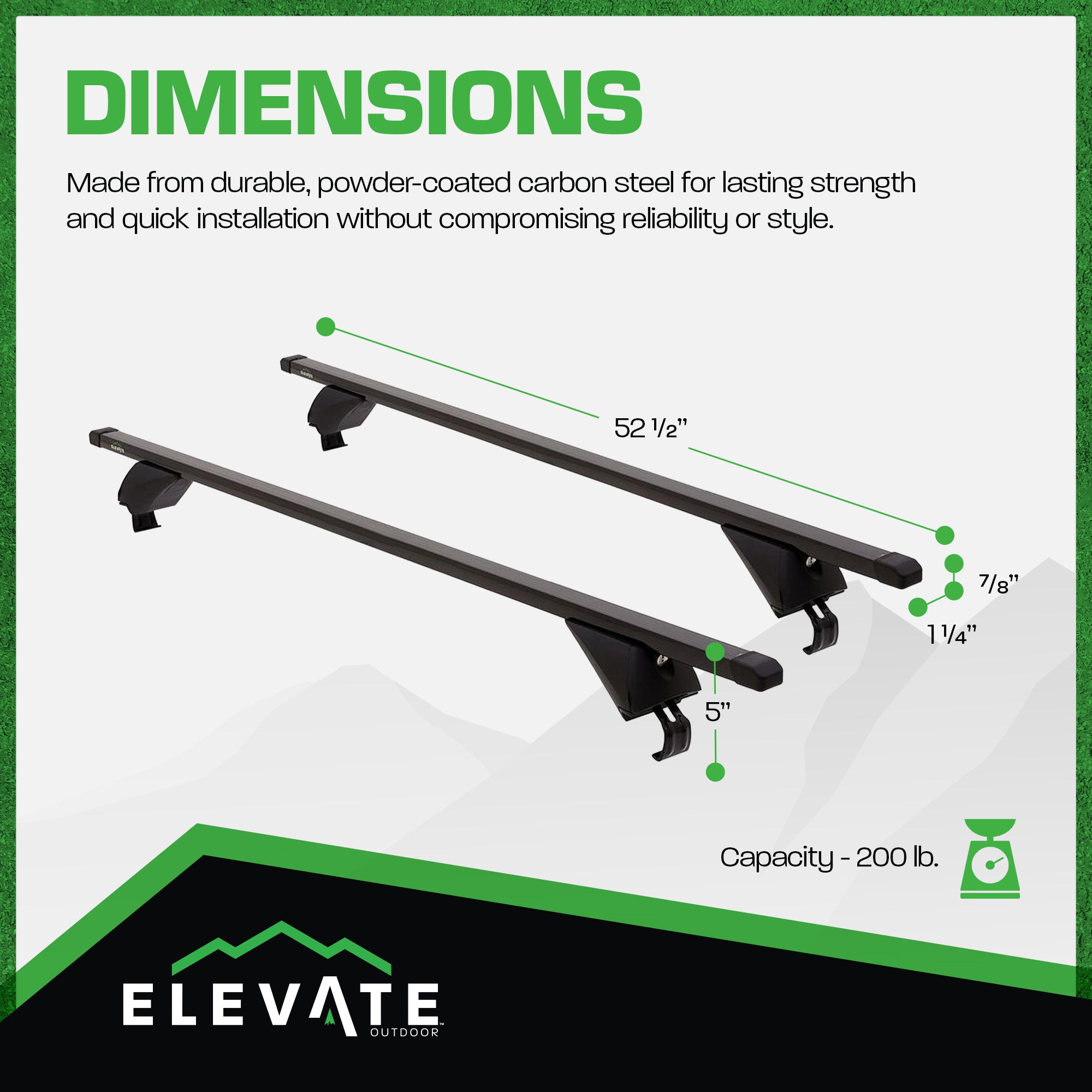 Elevate Outdoor Steel Cross Bars with 200 lb. Cap and Lockable Design (Open Box) - VMInnovations
