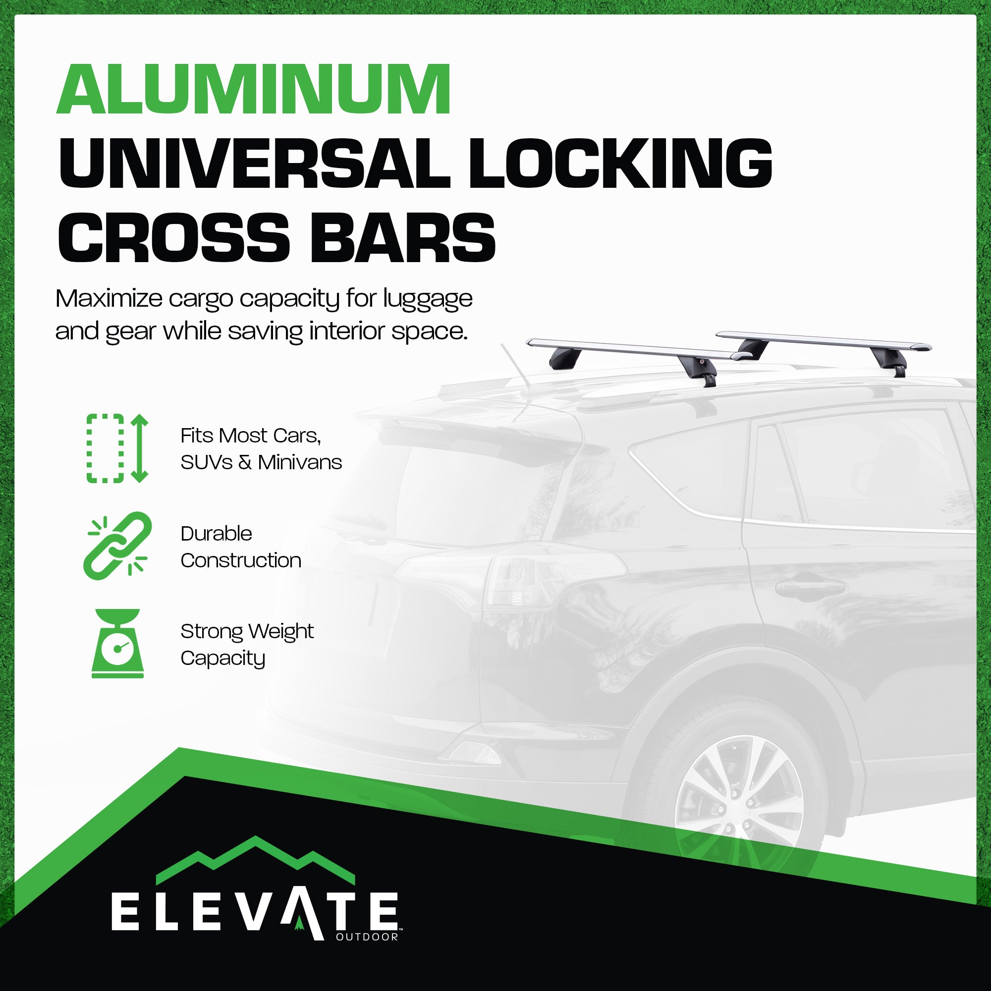 Elevate Outdoor 55" Aluminum Cross Bars w/ 200 lb. Cap & Lockable Design (Used)