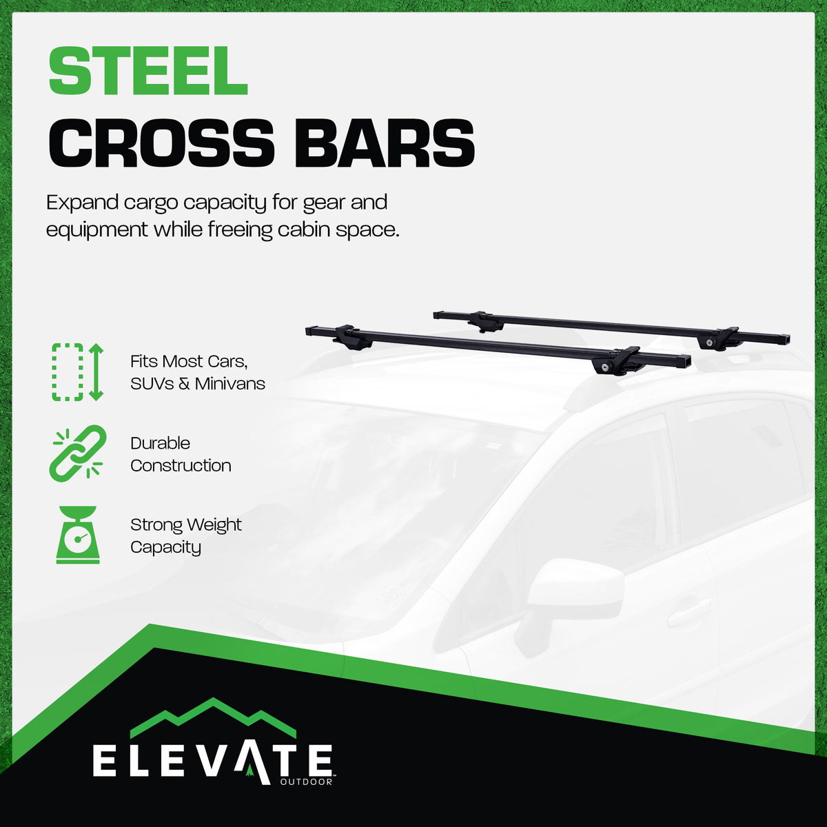 Elevate Outdoor 52" Steel Cross Bars with 110 lb. Cap & Lockable (Open Box)