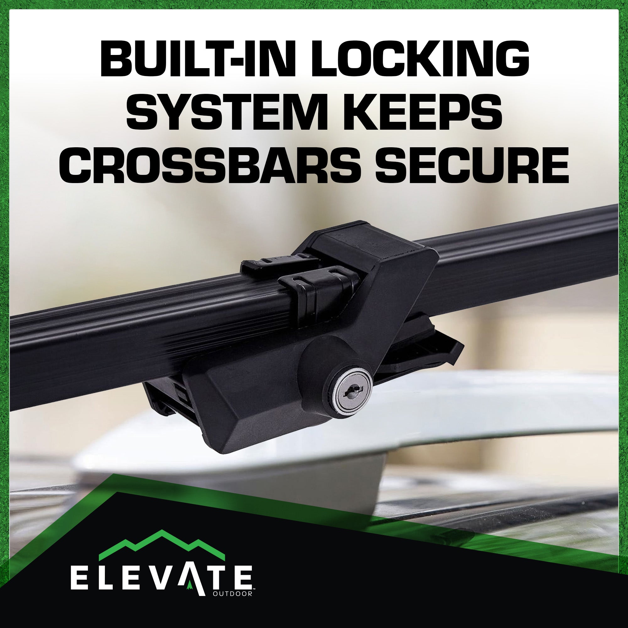 Elevate Outdoor 52" Steel Cross Bars w 110 lb. Capacity & Lockable Design (Used)