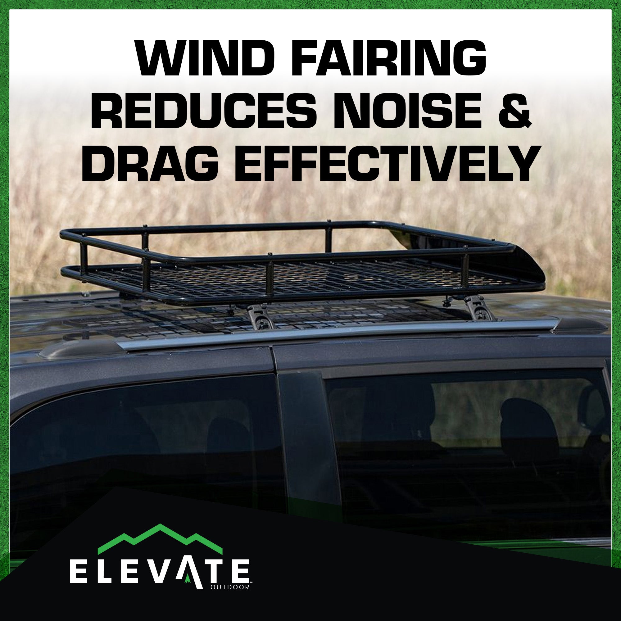 Elevate Outdoor Steel Cargo Roof Basket w/ Wind Fairing, 42" x 36" Storage Space - VMInnovations