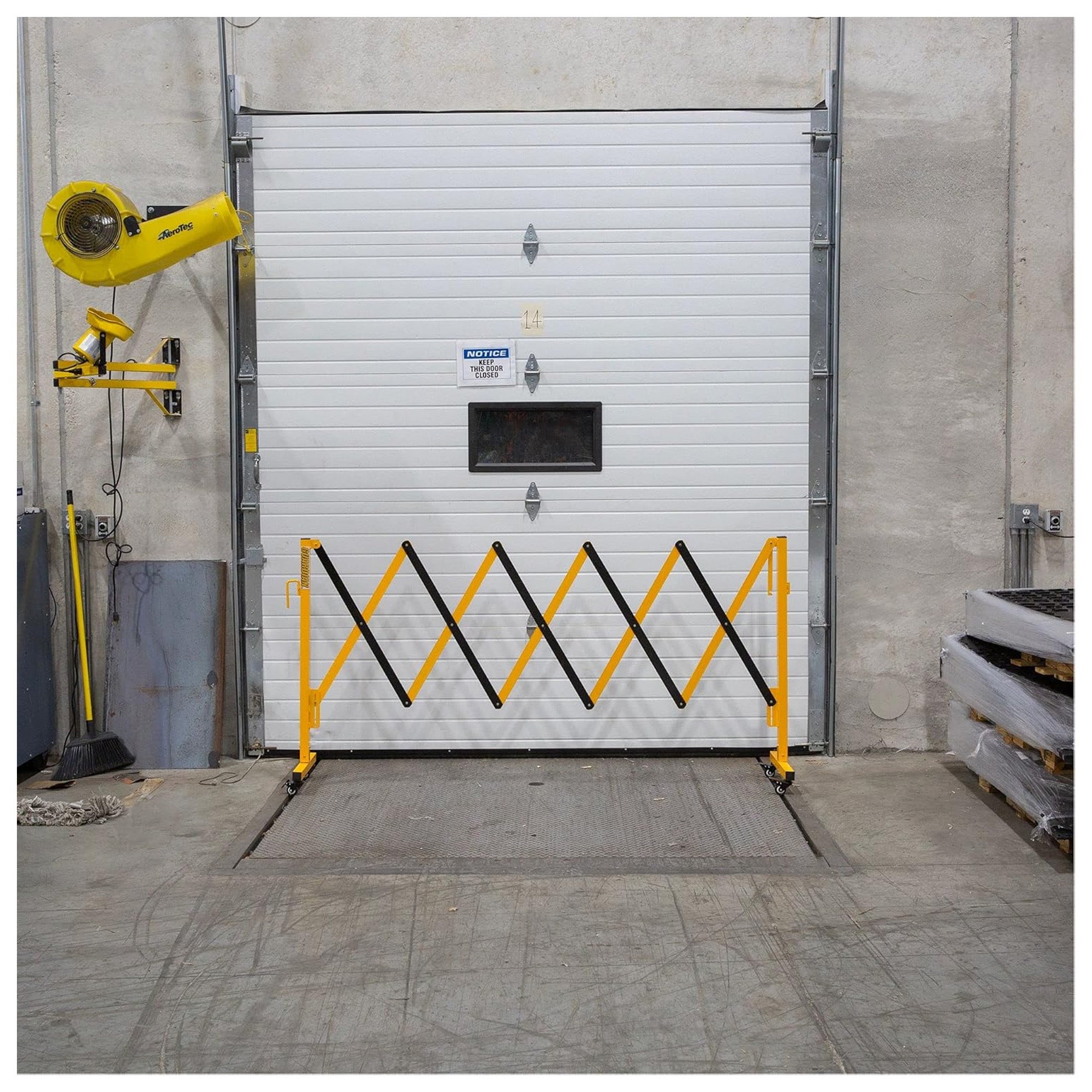 Guardian Expandable Steel Safety Barrier with Locking Wheels for Traffic Control