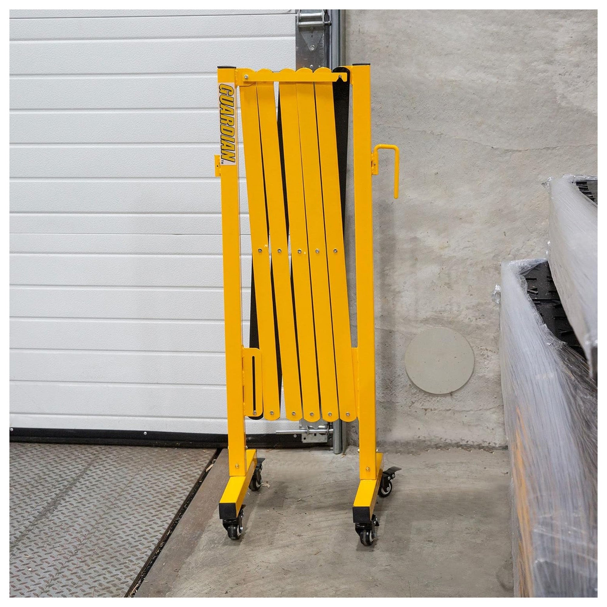 Guardian Expandable Steel Safety Barrier with Locking Wheels for Traffic Control