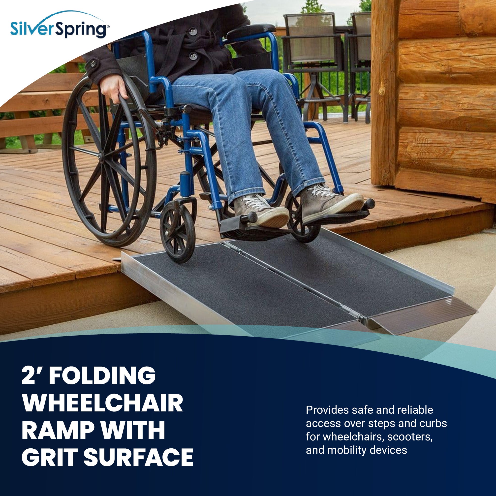 Silver Spring Mobility Wheelchair Ramp, 2 Foot Fold/Grit Surface (Open Box)