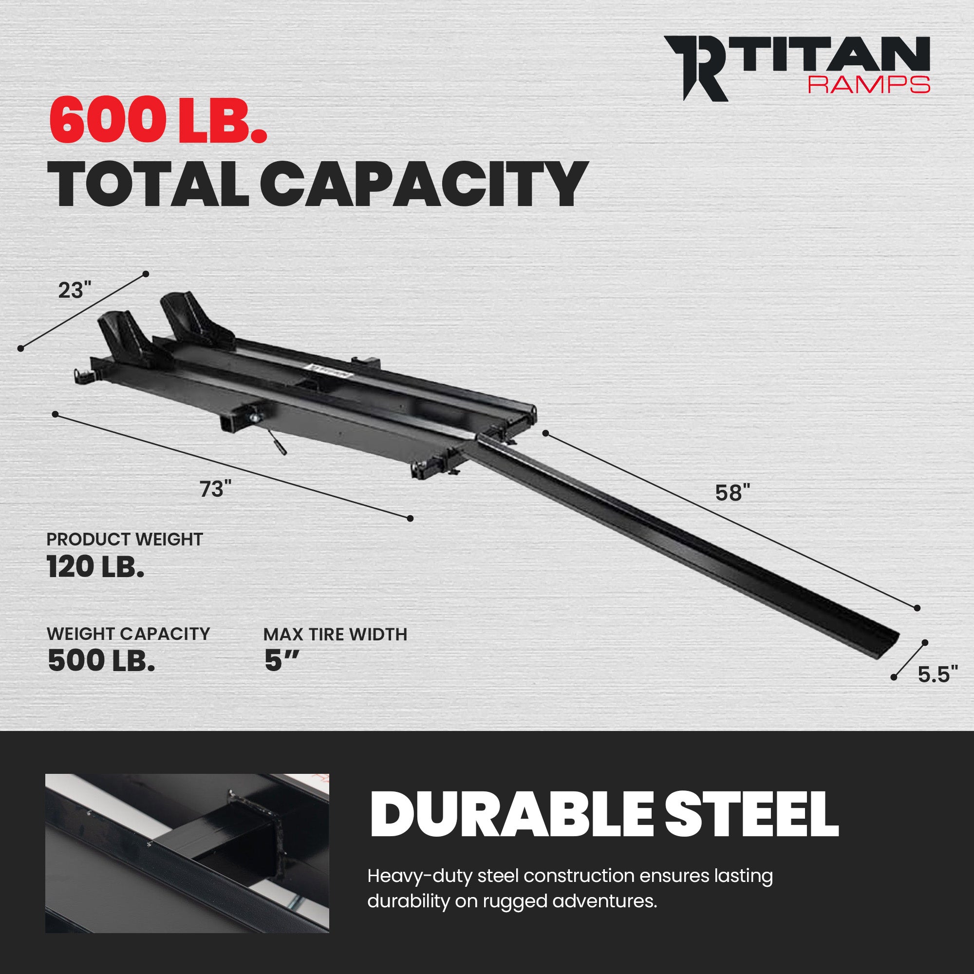 Titan Ramps Dual Motorcycle Carrier with Ramp Extension, 600 Pound Capacity